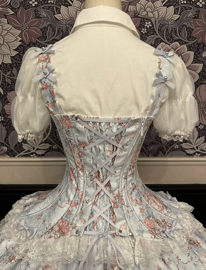 Mengfuzi - FLower in the Mirror - Old-School Lolita Bodice & SK Set, Short-Sleeved OP 44280:802275