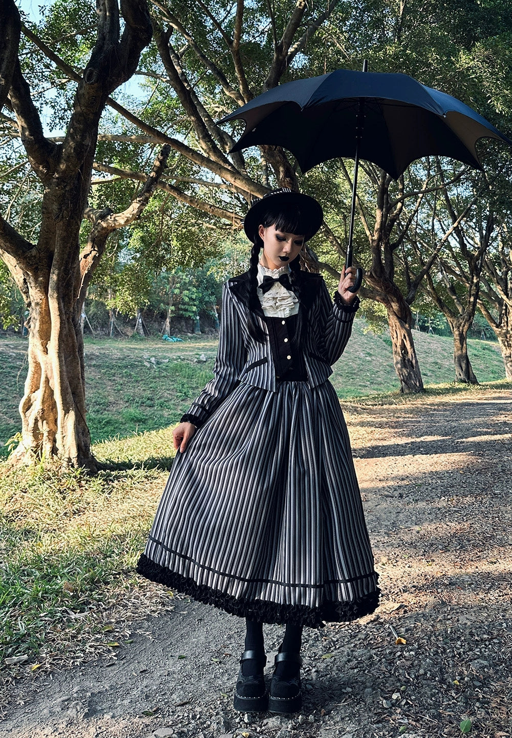 Miss Point - Classical Chocolate - Classic Lolita Skirt Elegant Striped SK 40814:677012