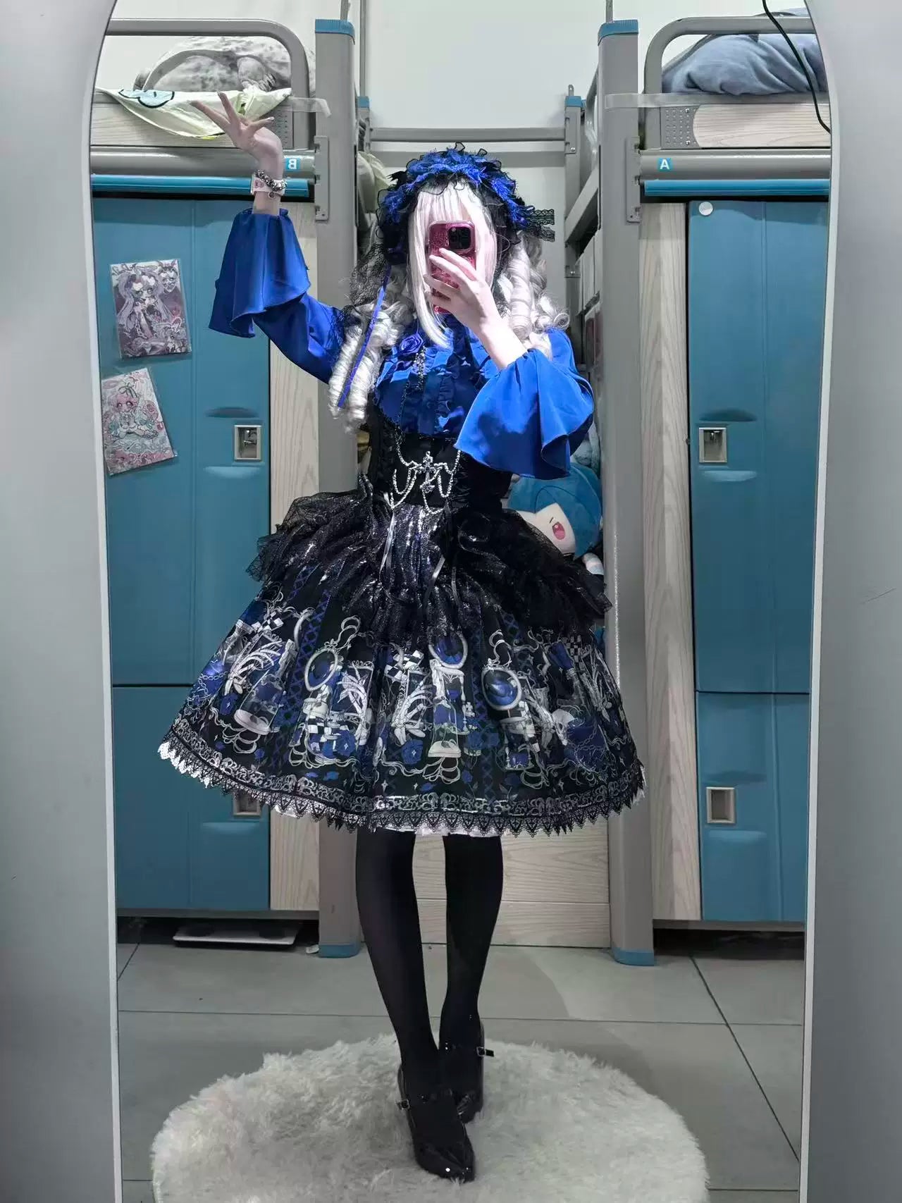 Blood Research Lab - Gothic Lolita JSK Dress, Rose & Skull Print