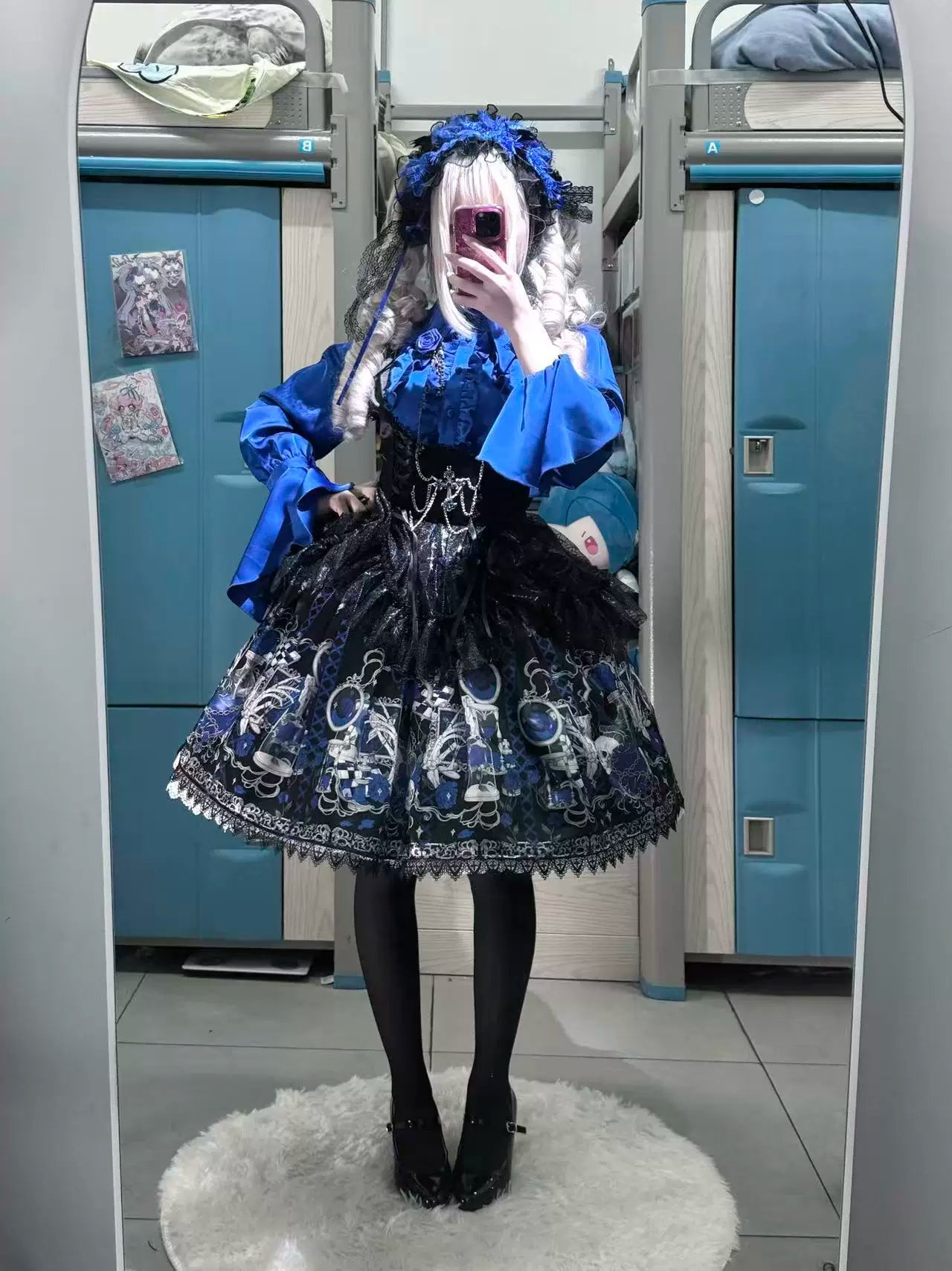 Blood Research Lab - Gothic Lolita JSK Dress, Rose & Skull Print 44449:808771