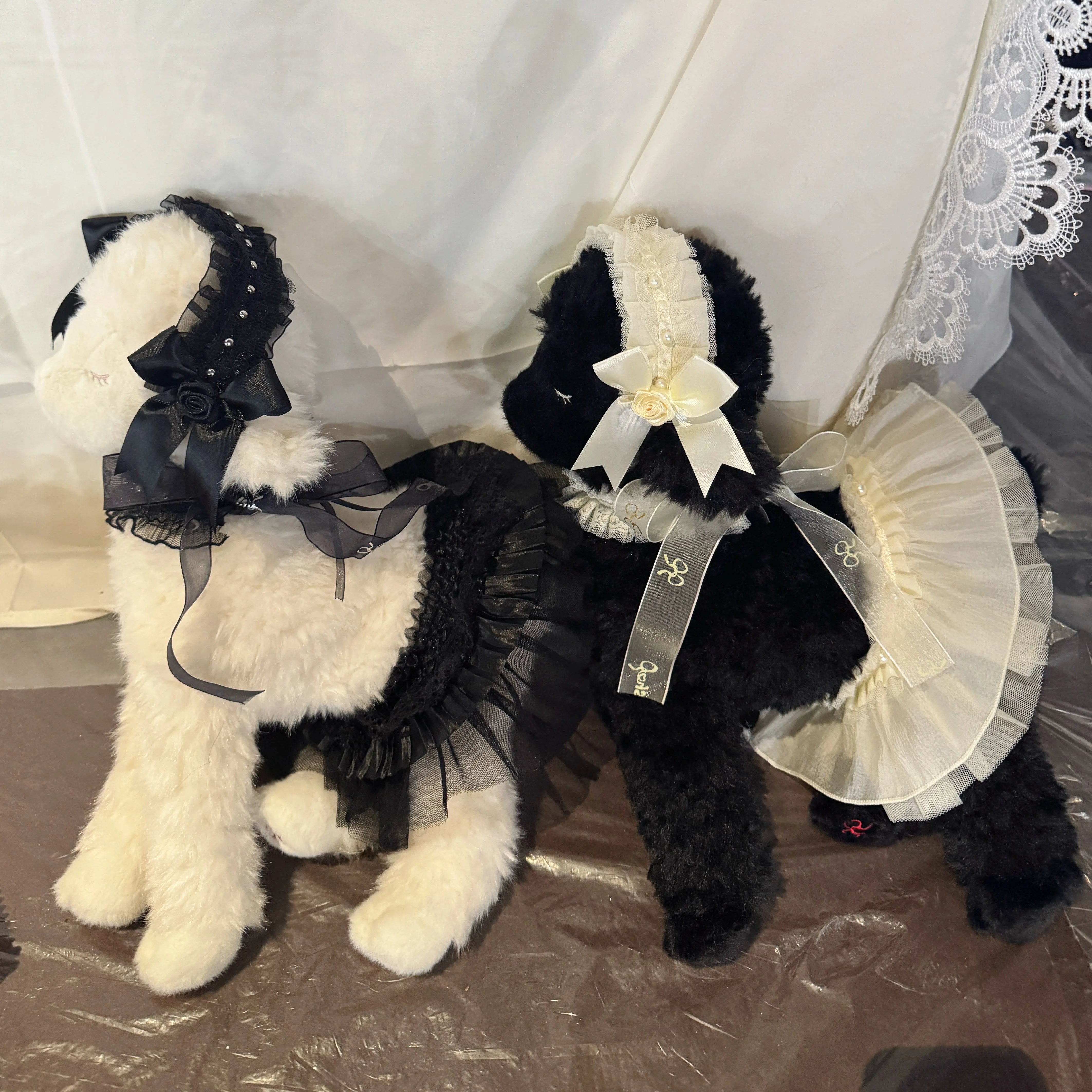 Plush Kawaii Lolita Bag, Lamb Shaped White Lamb Bag + Full Set of Black Accessories One Size