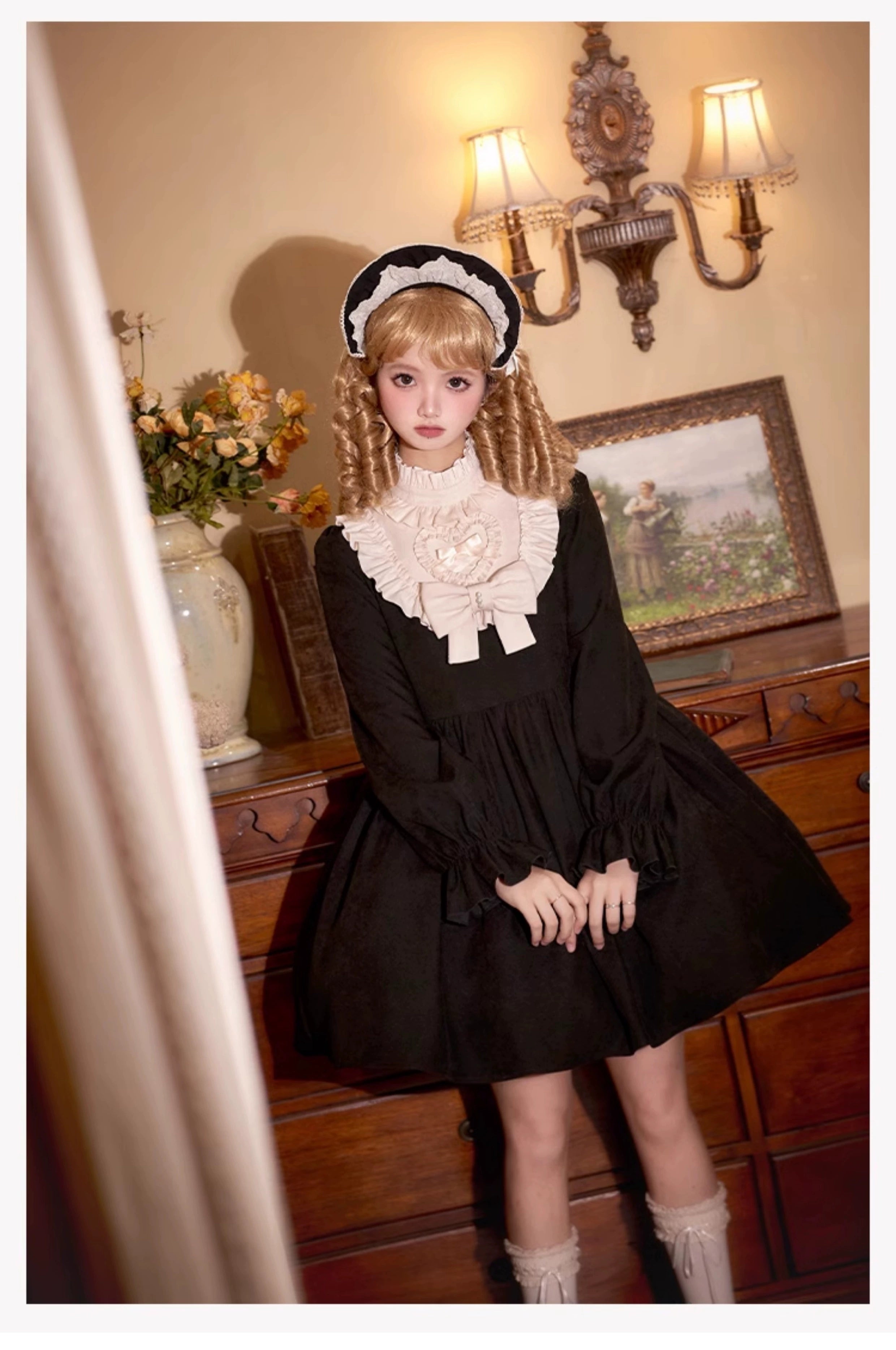 With PUJI - Twilight Choir - Twin Lolita OP Suit Loose Version Dress with Apron