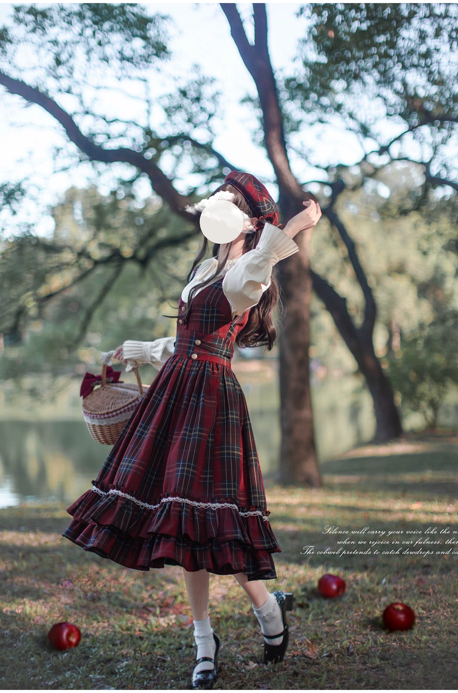 HuTaoMuJK - Little Red Riding Hood - Vintage Lolita Cape & JSK Dress Set 43706:783713