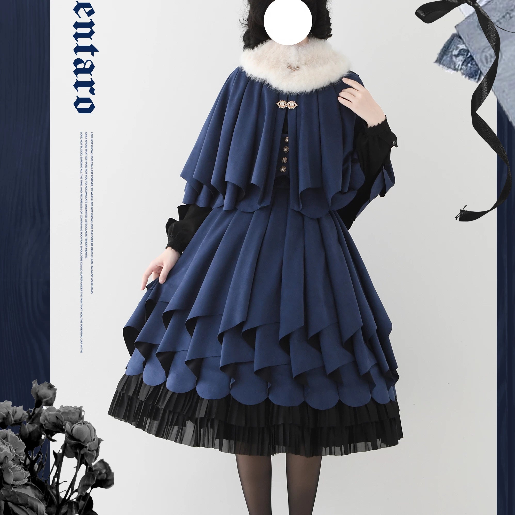Molten Snowtop - Classic Lolita SK, Cape With Detachable Collar