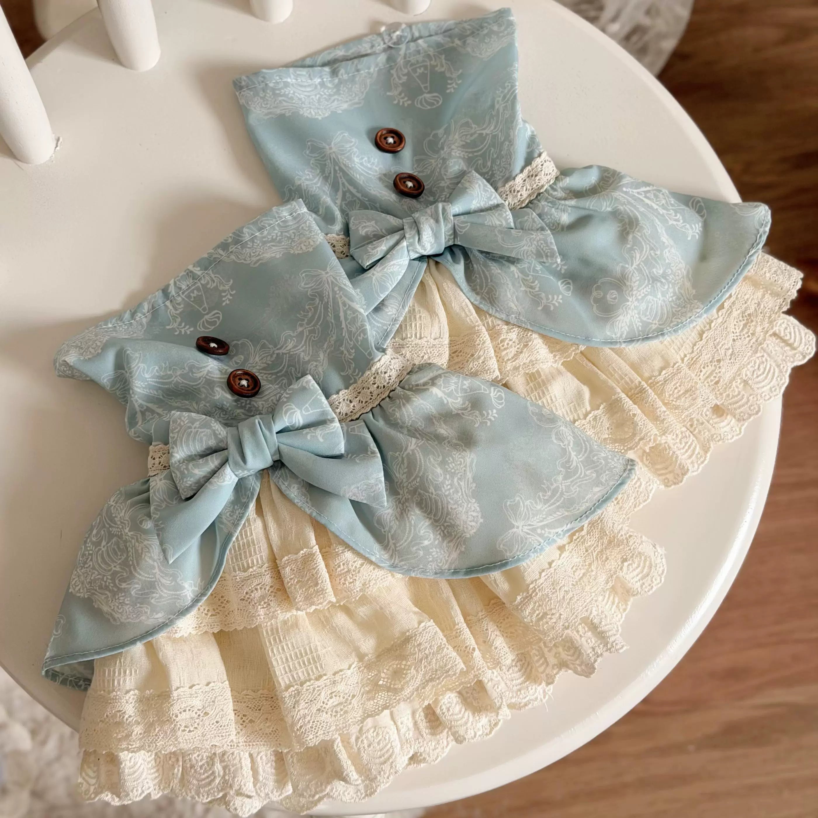 Pancake Postman - Kawaii Lolita Printed OP & Salopette Dress, Lace & Bows (L M S XL) 45174:838670
