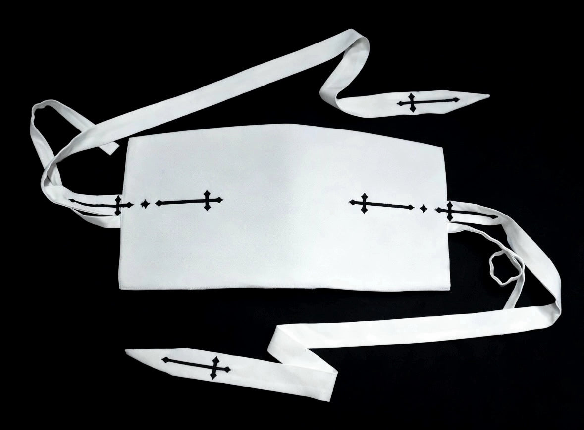 Wild Bloom Freedom - Nun Style Gothic Lolita Head Scarf, Cross Embroidery 44341:804811