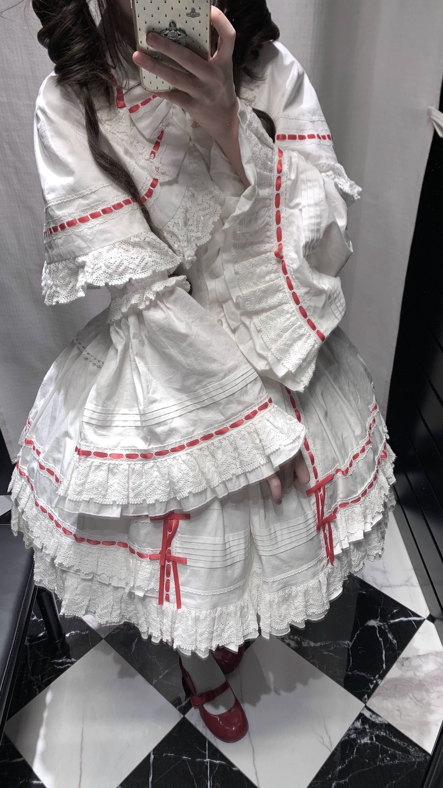 Praying Snowfall - Old School Lolita Skirt Suit Cape Princess Sleeve Shirt (L M S XL) 39180:848767