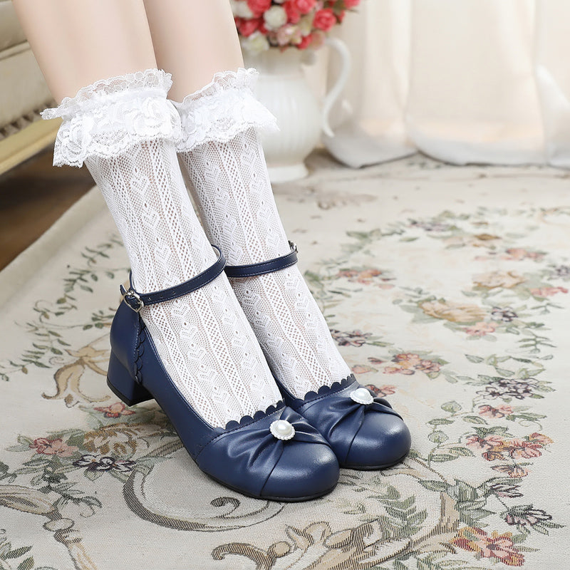 Sosic~Shell Dew~Sweet Lolita Bow Round Toe Shoes 12936:166606