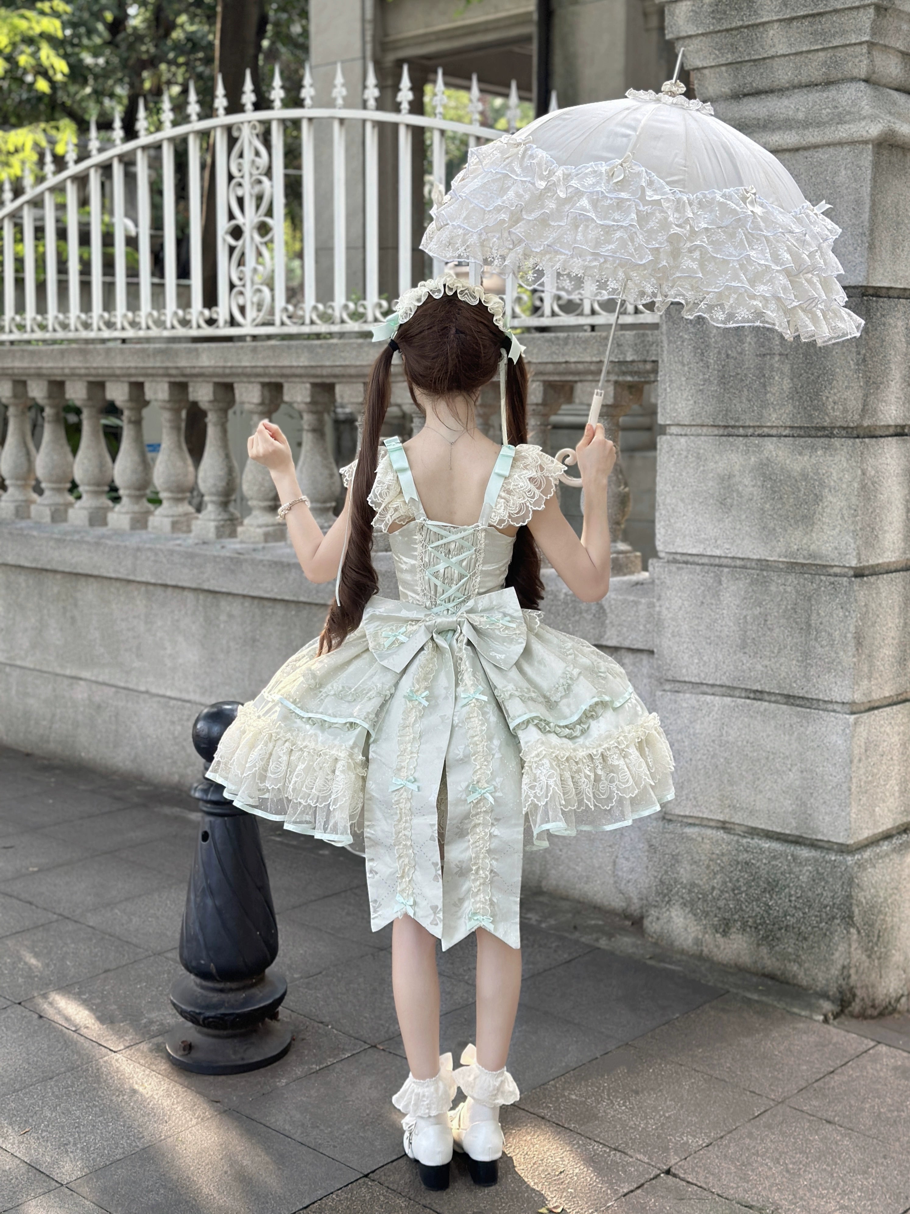 Sugar Girl - Dream Whisper Butterfly - Ballet Style Sweet Lolita JSK, Adjustable Strap (L M S) 43515:784224