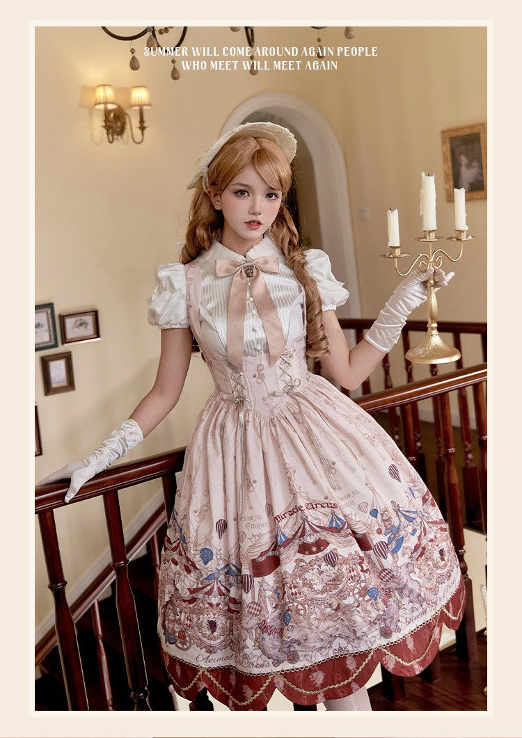 Akiyama Future Studio - Miracle Circus - Kawaii Lolita Dress Bust-Supporting JSK with Circus Prints Long Bust-Supporting JSK Only S