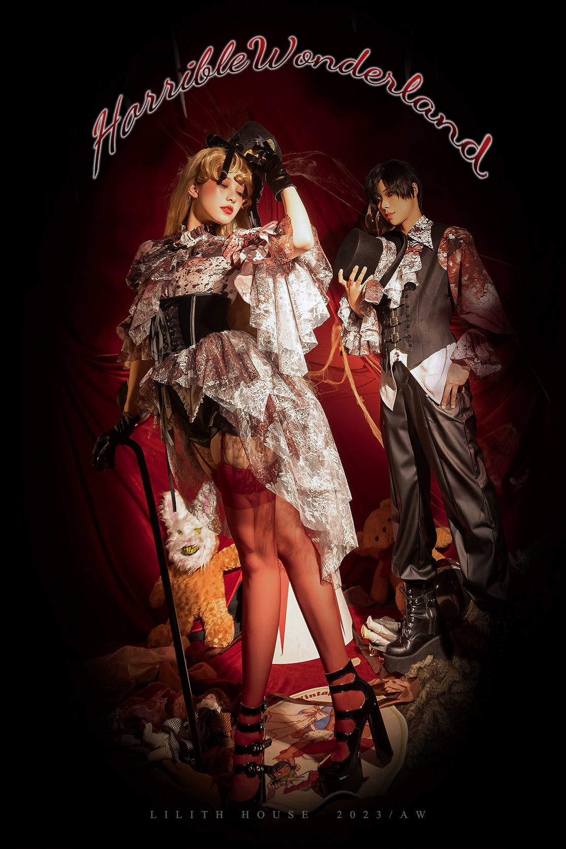 Lilith House - Horror Park - Gothic Lolita Irregular Hem Corset 31622:369716