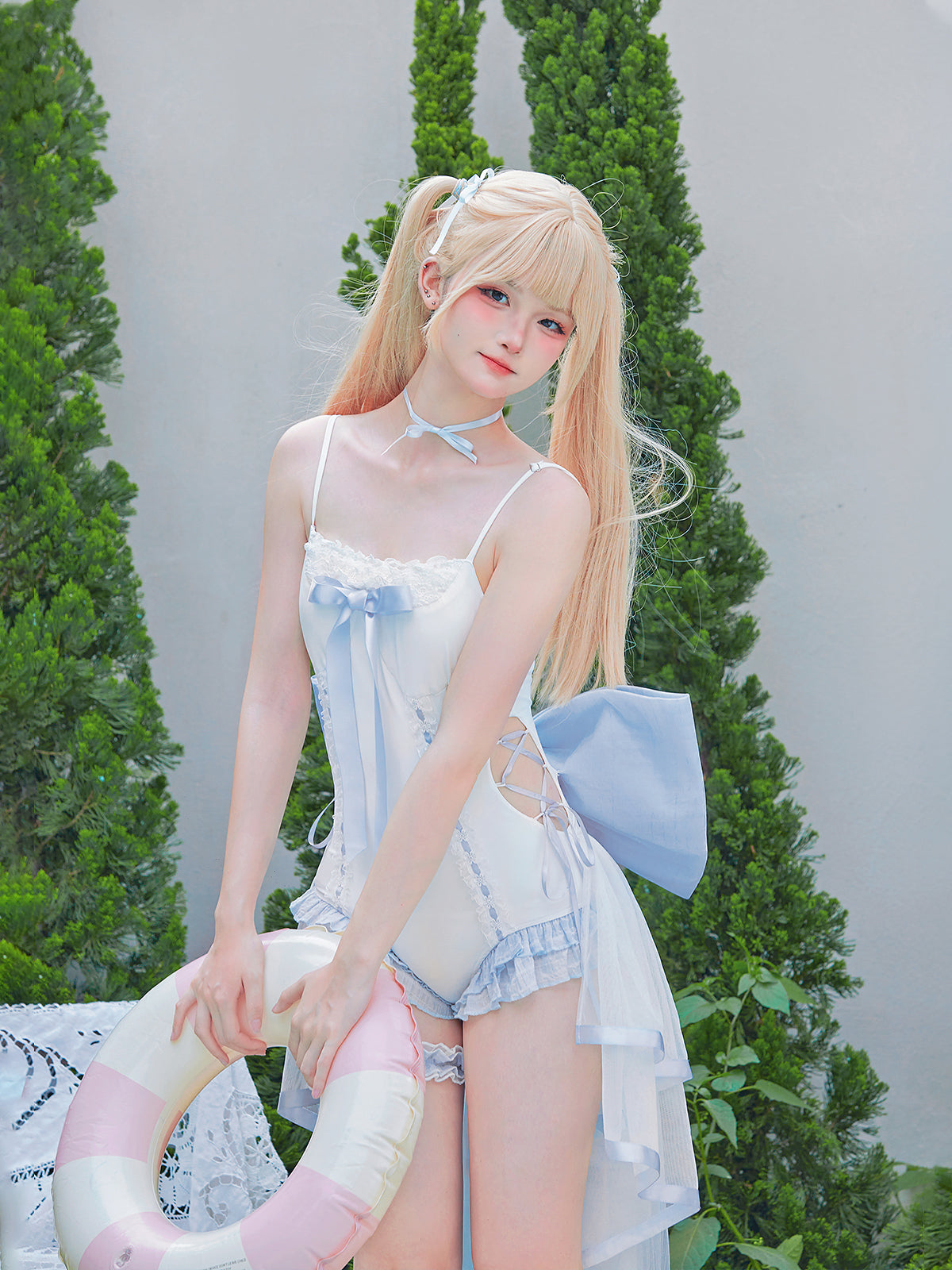 Tan Tuan - Water Melody - Lolita Inspired Swim Suits with Hollow-out Detail and Trailing