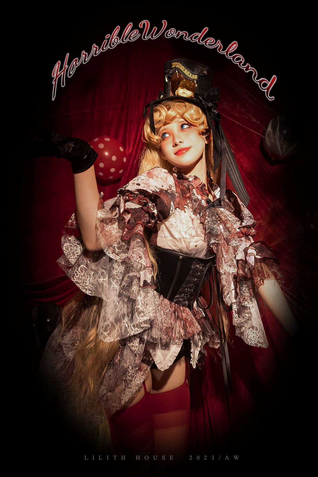 Lilith House - Horror Park - Gothic Lolita Irregular Hem Corset 31622:369704