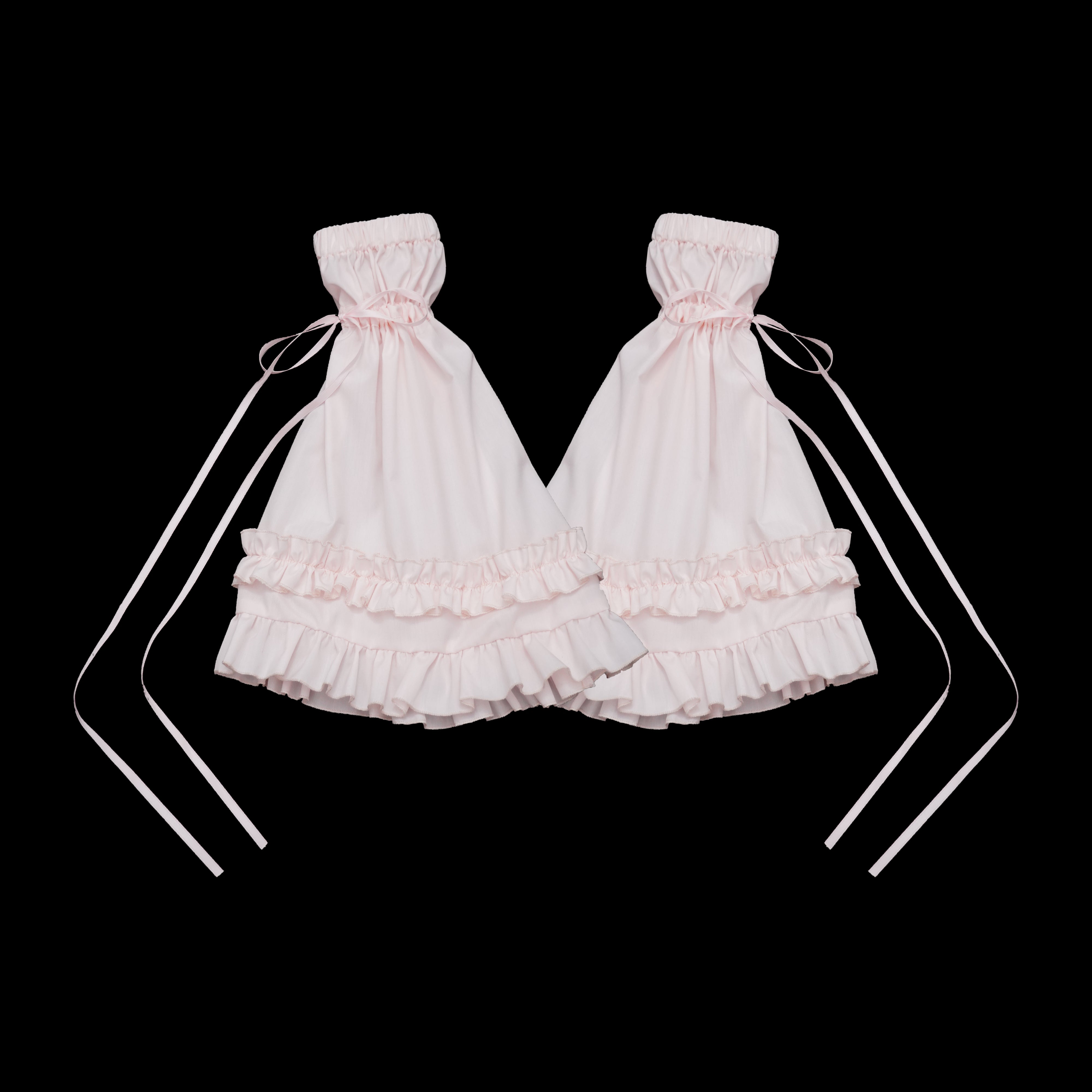 Mengfuzi - Lilith - Pink Sweet Lolita JSK Tiered Ruffle Dress with Bolero Drawstring version detachable sleeves only XS