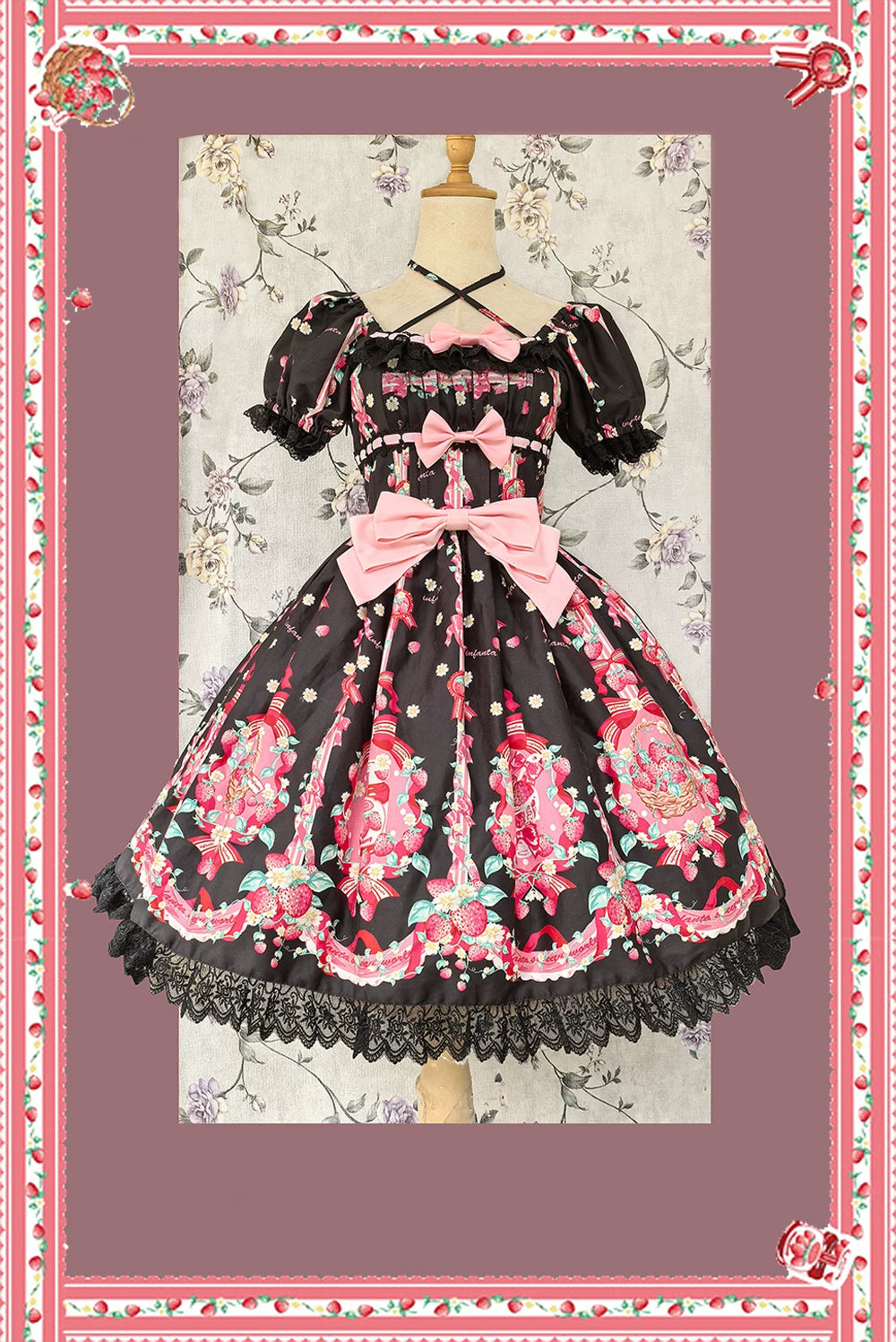 Strawberry Chef - Printed Old School Lolita Dress, Detachable Bows 44505:810389