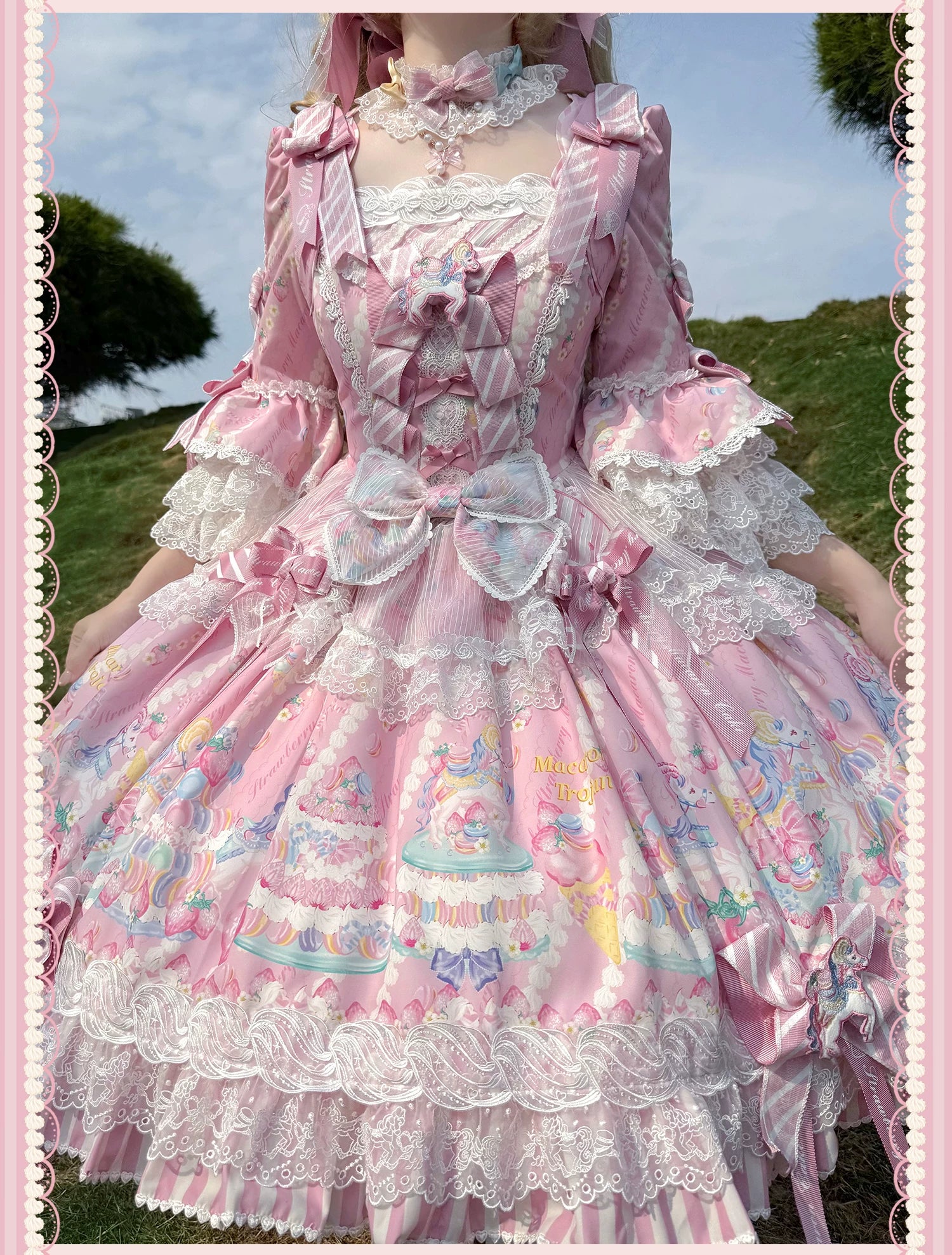Macaron - Printed Sweet Lolita OP Dress, Old School Lolita JSK Available 45078:833878
