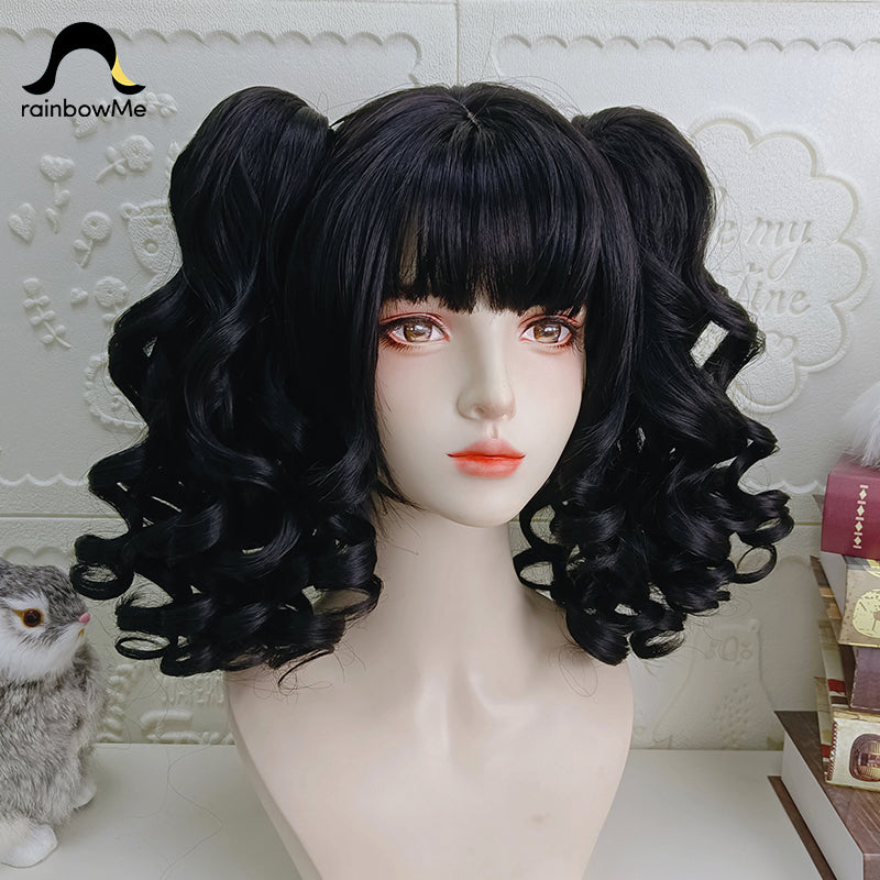 RainbowMe~Sweet Lolita Wig Long Curly Ponytail Multicolor   