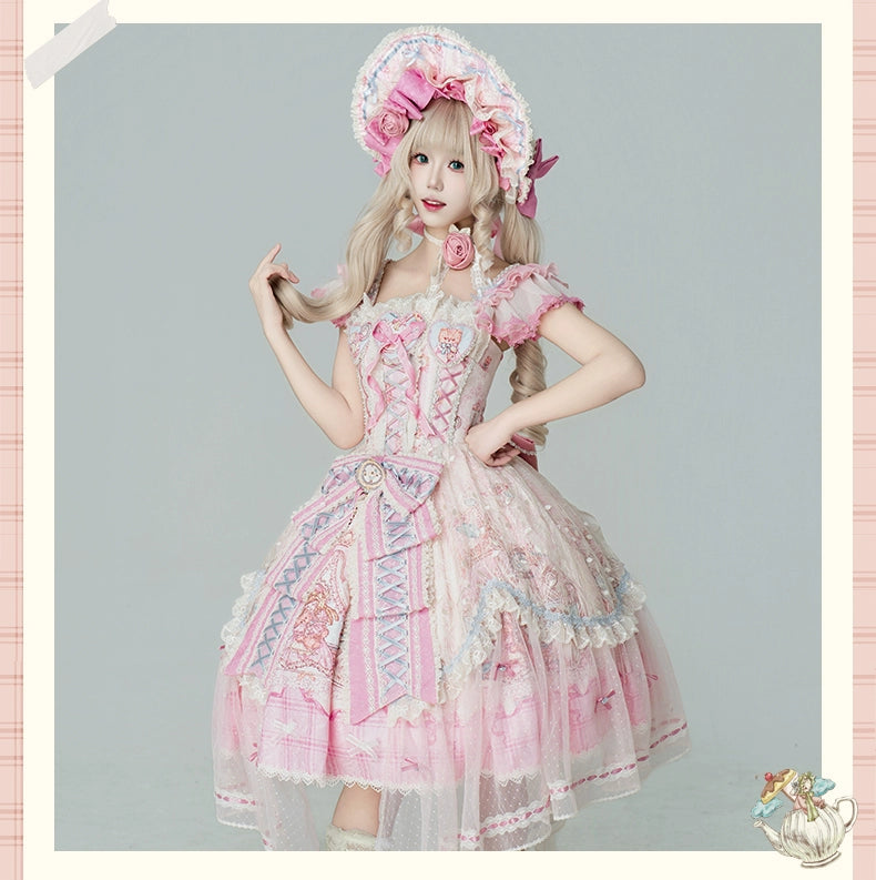 YingLuoFu - Doll Fantasy Box - Sweet Lolita JSK Dress & Tulle Blouse Set (2XL L M S XL XS) 44261:801503