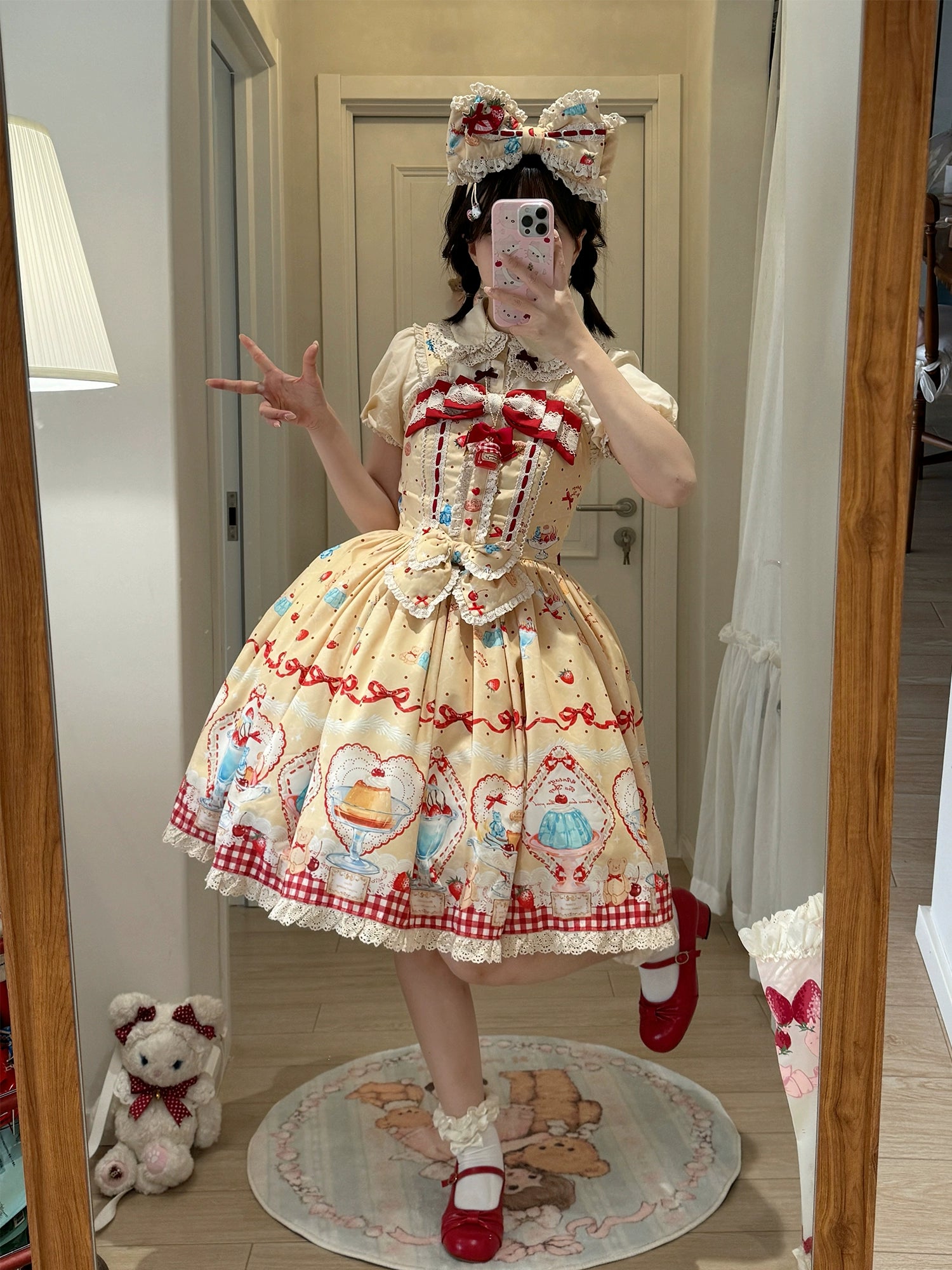 Showa Dessert Showcase - Kawaii Lolita Dress Suit Pudding-Inspired JSK/Salopette