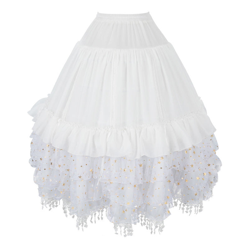 Manyiluo - Starry Dream River - Wedding Lolita Violent Adjustable Fishbone Bustle white