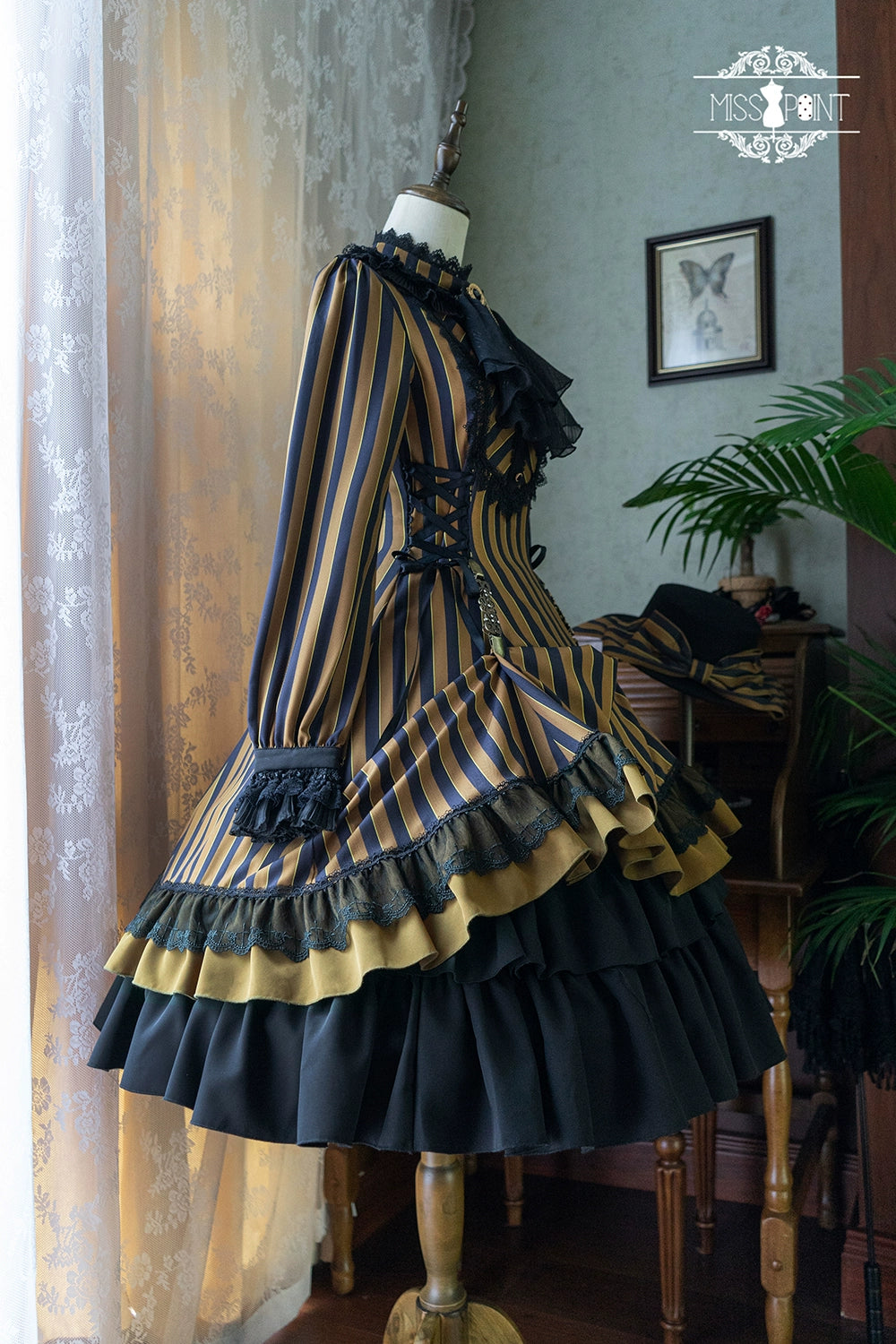 Miss Point - Perintz Manor - Gothic Lolita OP Long Sleeve Retro Lolita Dress 39904:643004