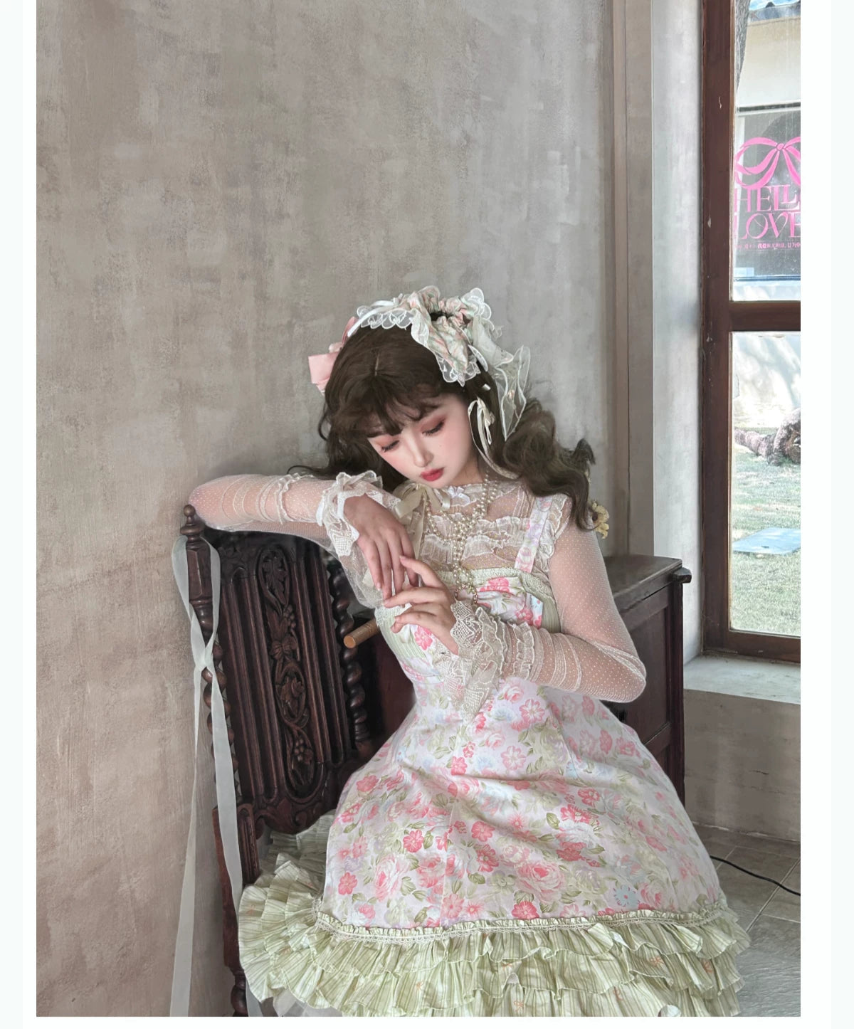 Rose Spring Romance - Cotton Old School Lolita JSK Dress, Floral Print