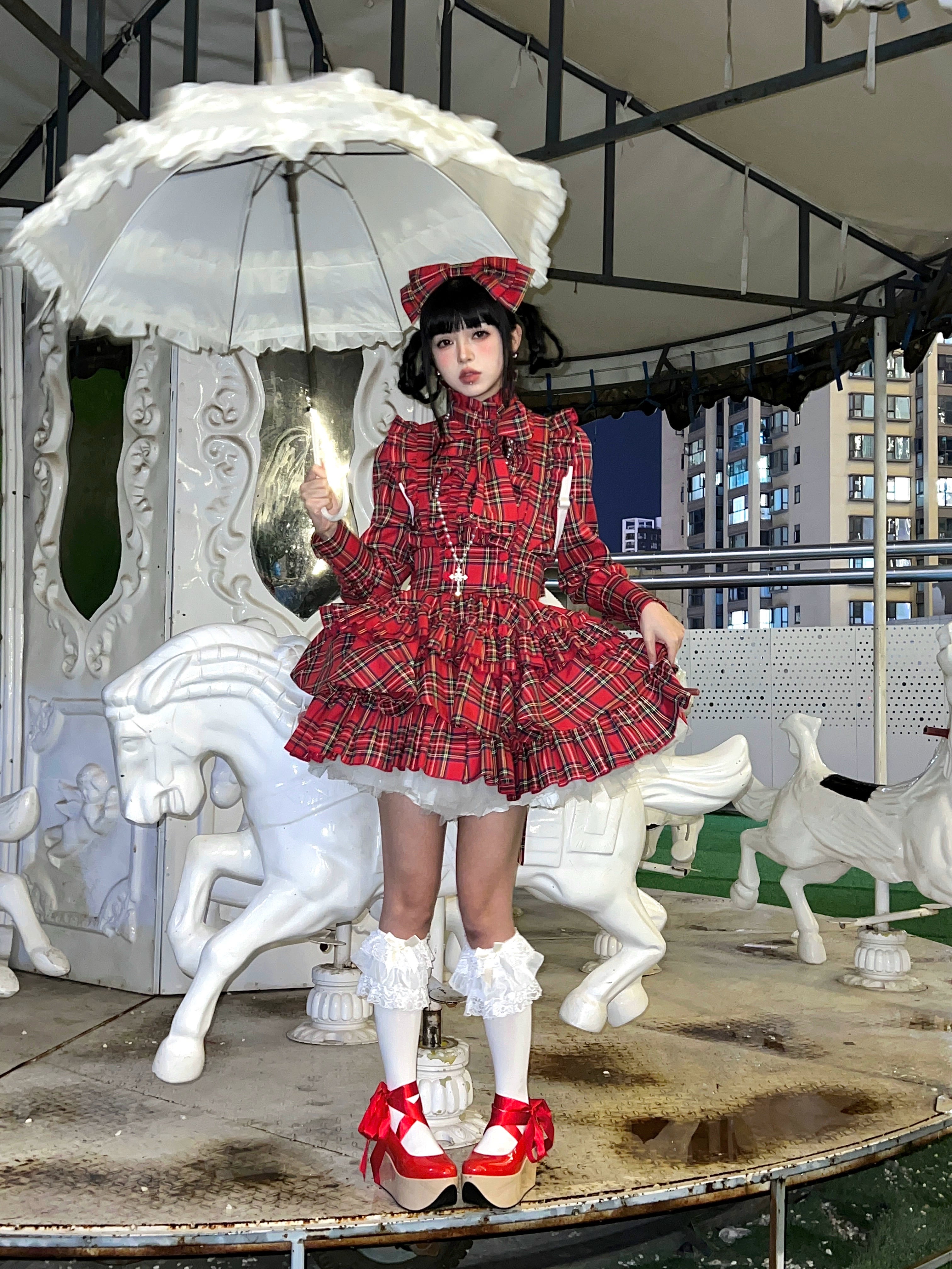 Humanoid Gift Box - Plaid Gothic Lolita Blouse & SK 44028:792601