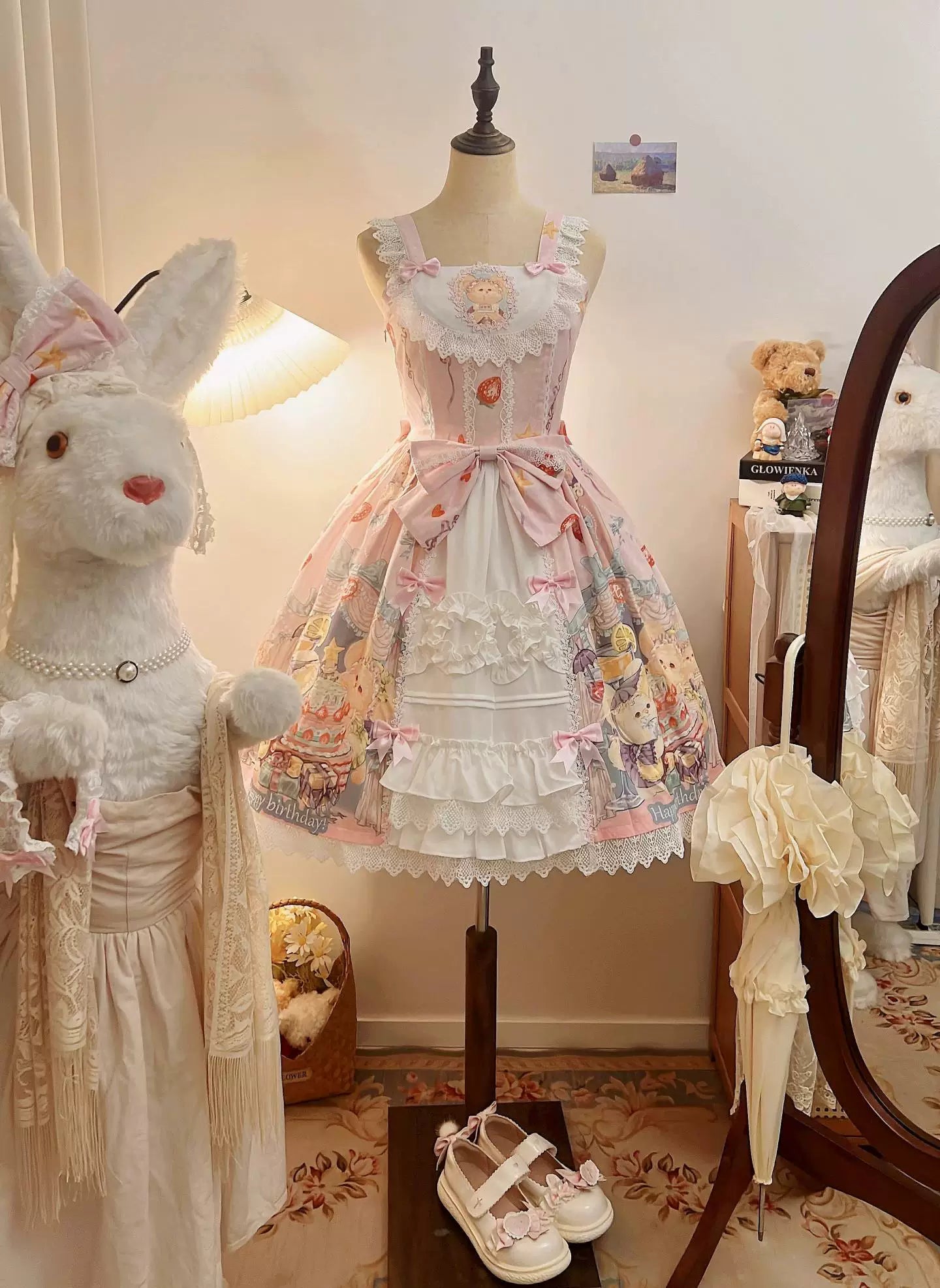 Qiqi Birthday Party - Plus Size Printed Sweet Lolita JSK, Front-open Design (2XL 3XL 4XL 5XL 6XL 7XL L M S XL XS) 45854:865260