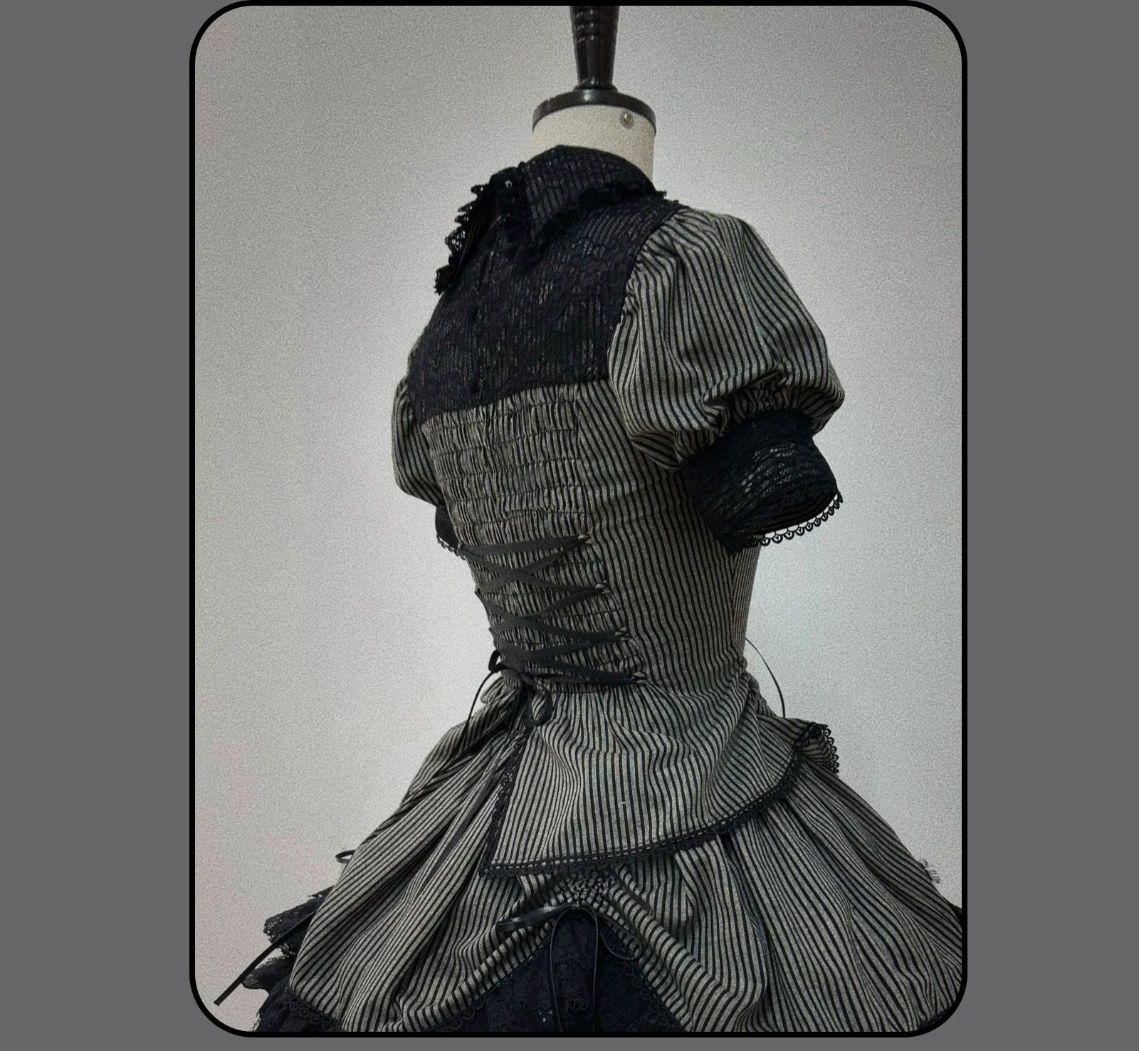 Susin Lolita - Striped Cross - Gothic Coordinated Lolita Set, Adjustable Blouse & Skirt 43331:773926