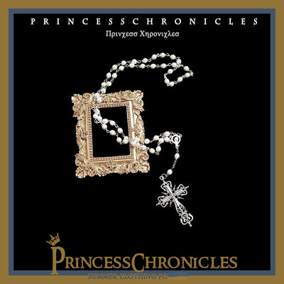 Princess Chronicles~Gothic Lolita Cross Shaped Pearl Necklace necklace  