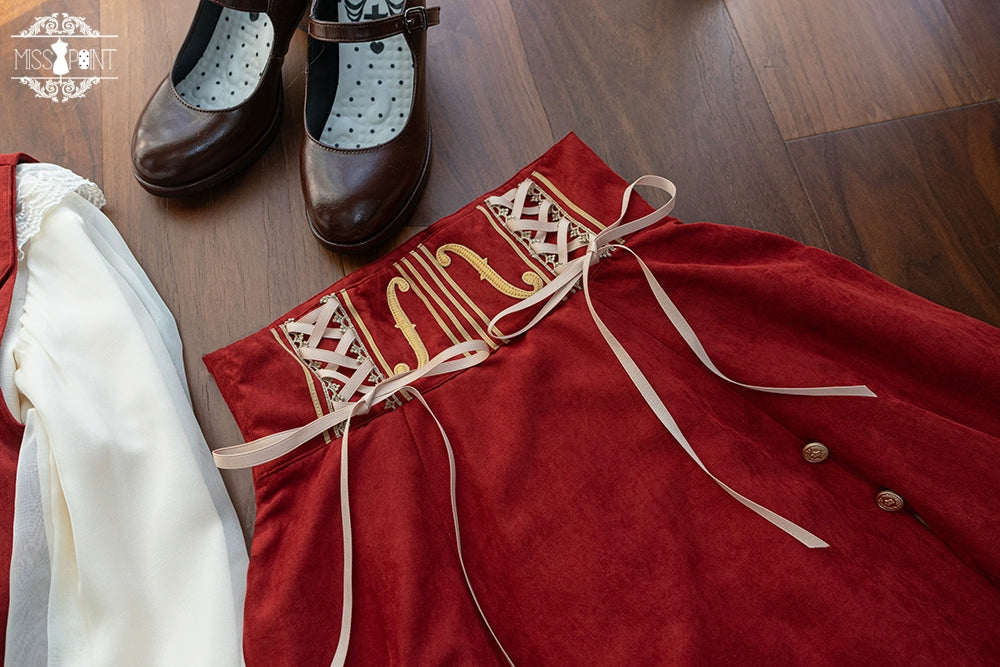 Miss Point~Golden Movement~Elegant Lolita Fishbone Skirt Customized 32242:381462