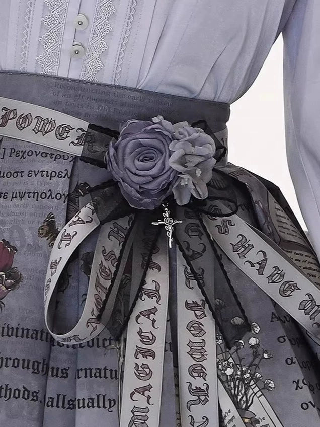 Chris House Lolita - Witch Notes - Gothic Loliat Embroidered Dress Suit, Cross and Rose Print 44096:795004