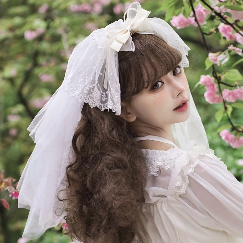 Sweet Japanese Style Lolita Headwear Multicolors free size Iris Love- Apricot 4336:562526
