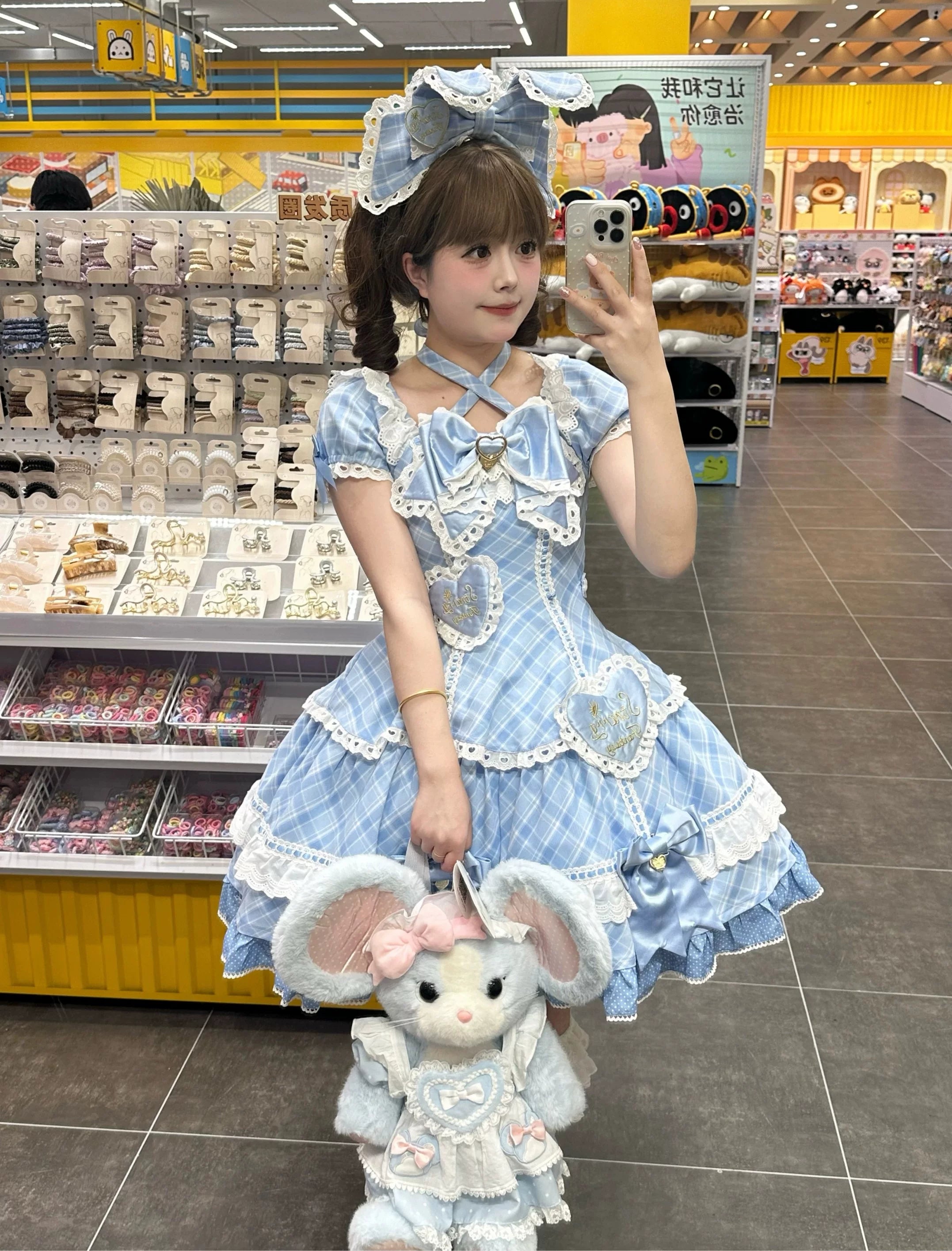 Shibuya Honey - Plus Size Sweet Lolita Plaid OP & JSK Dress 45210:840362