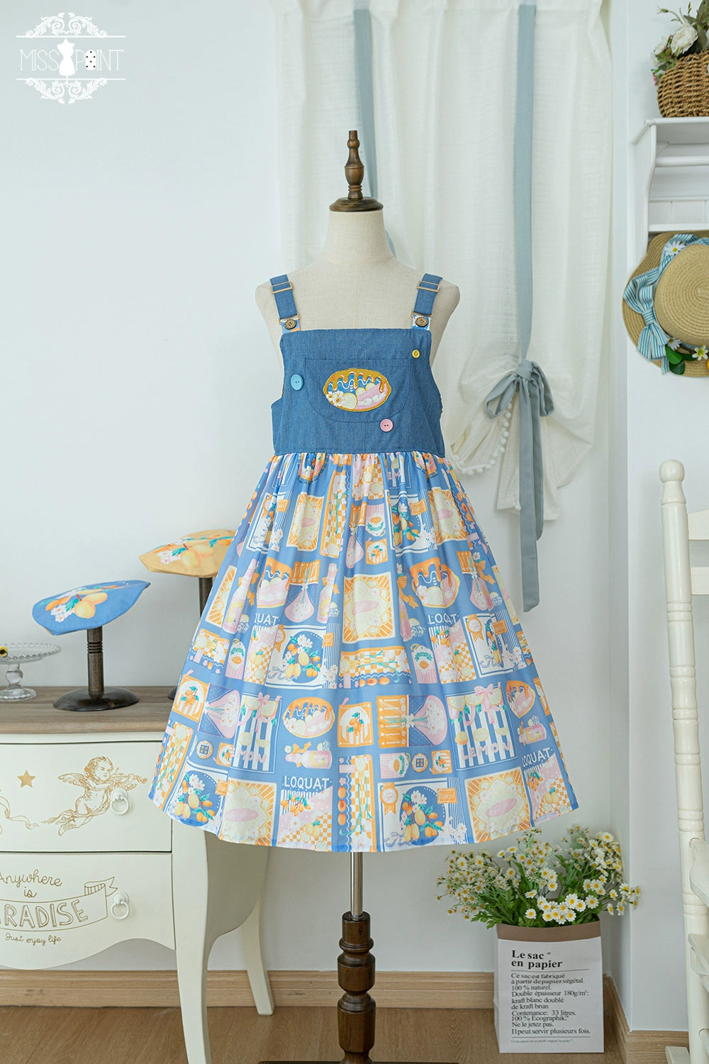 Miss Point~Daisy Lemon~Kawaii Lolita Lemon Print JSK Customized 21508:310740