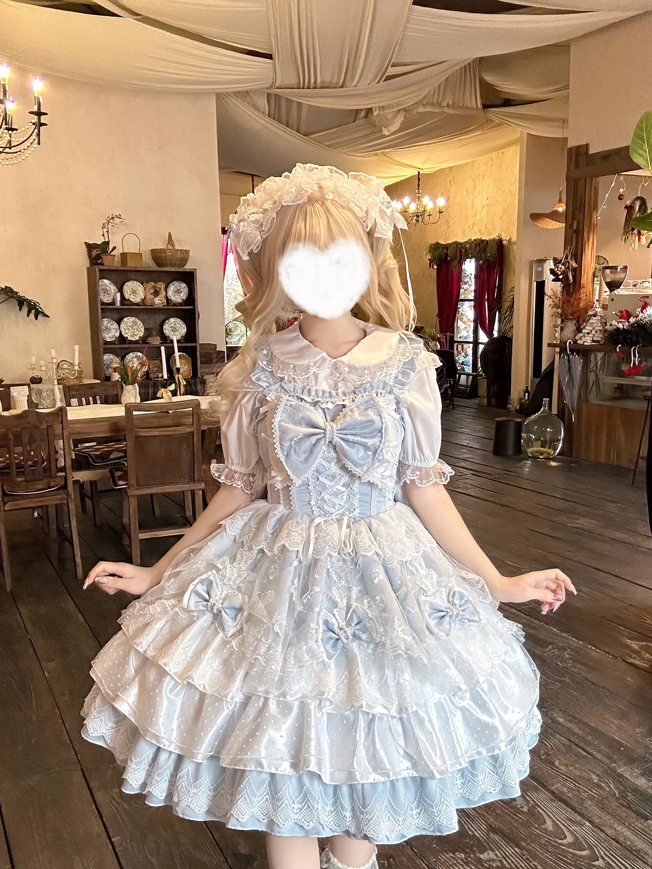 Shaoyun Weiwei - Plus Size Sweet Lolita Corset JSK Dress Set with Bows (2XL 3XL 4XL XL) 45517:851281