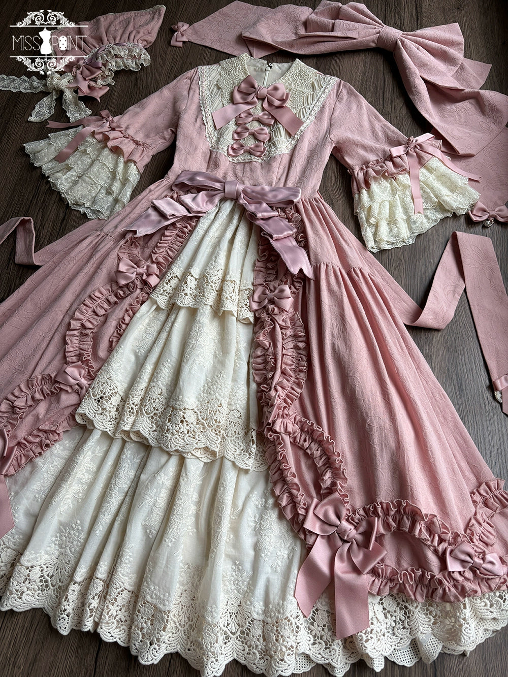 Miss Point~Lilyka Garden~Classic Lolita OP Dress Set Elegant Floral Wall Princess Sleeve 38832:606222