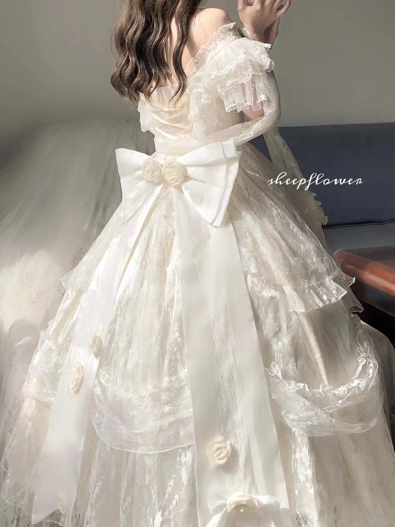 (BFM)Meowguo Sensen~Tana Manor~Elagant Lolita Dress and Accessories Multicolors lace white trailing 