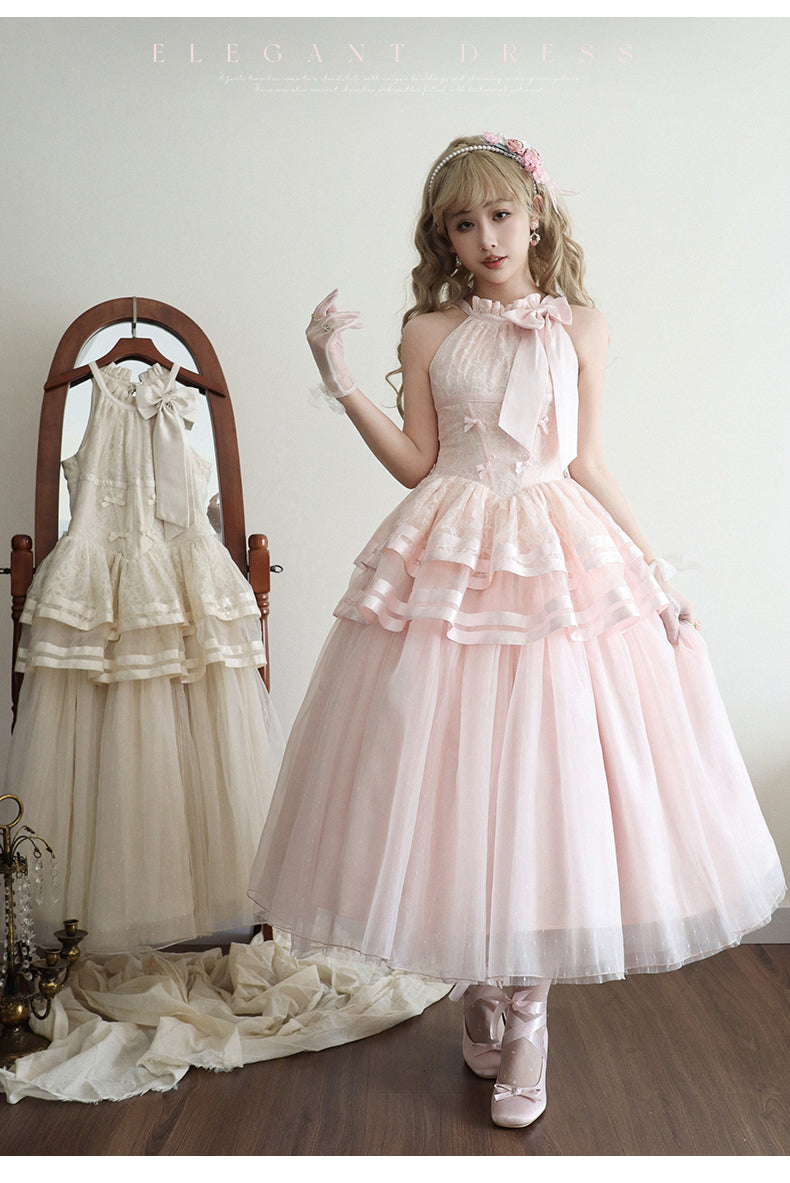 Urtto - Moonlight Dance - Elegant Lolita Halter-neck JSK Dress in Ballet Style