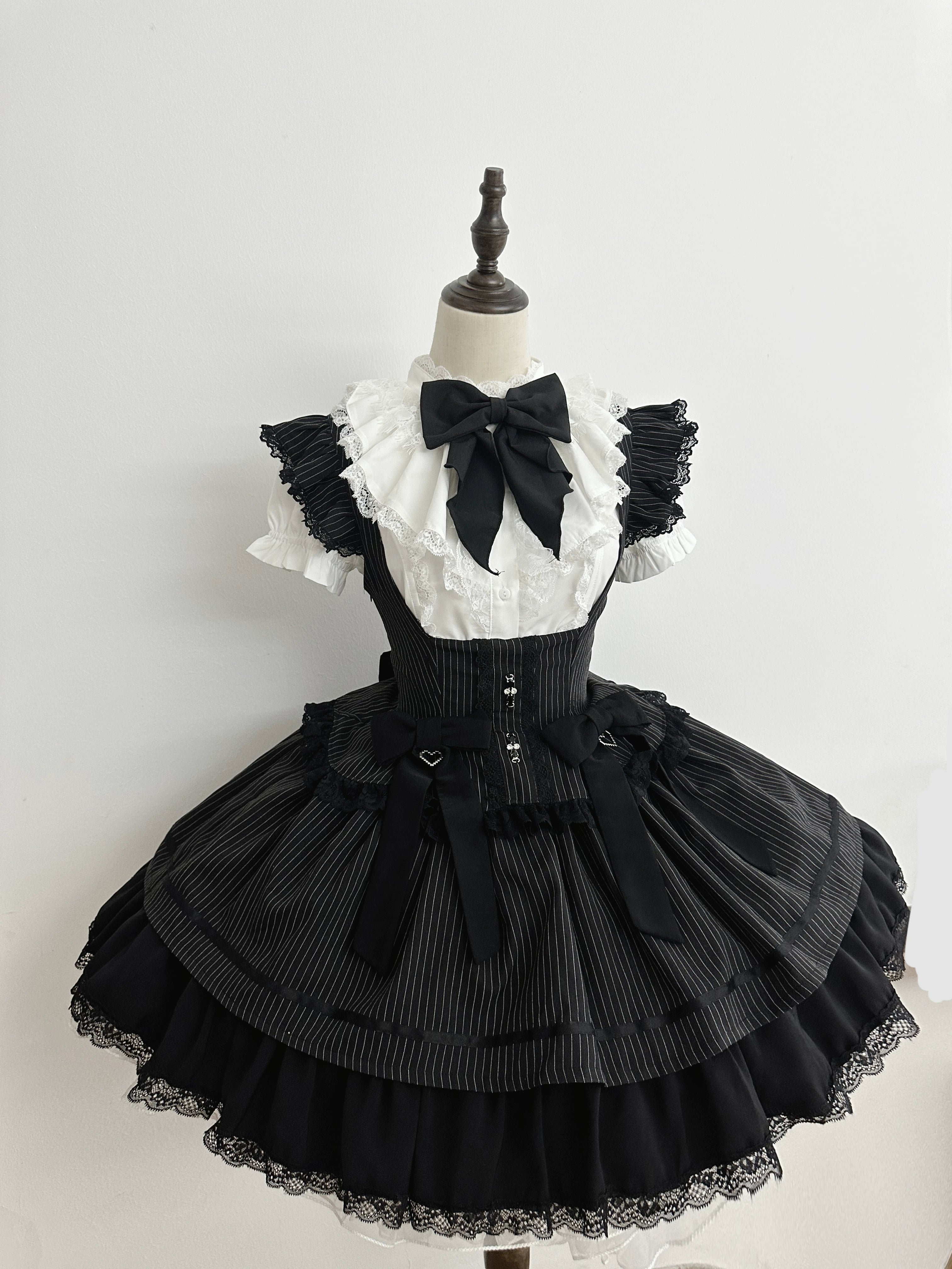 Moon Oath - Gothic Lolita Bust-supporting JSK Dress, Striped Style (L M S) 44489:811245
