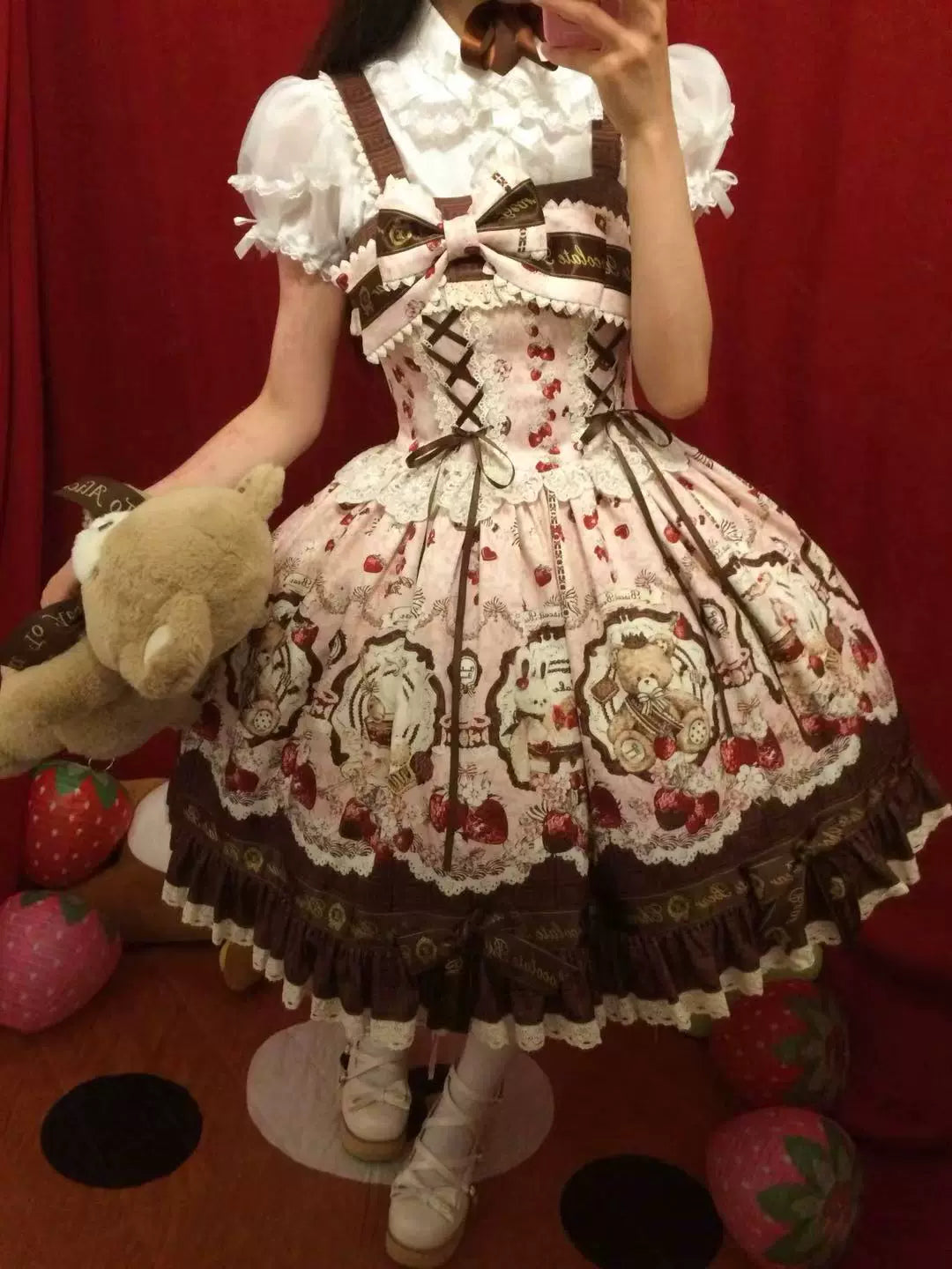 Cookie Treasure Box - Sweet Lolita Dessert Printed JSK Dress with Ribbon Bows 45542:851689