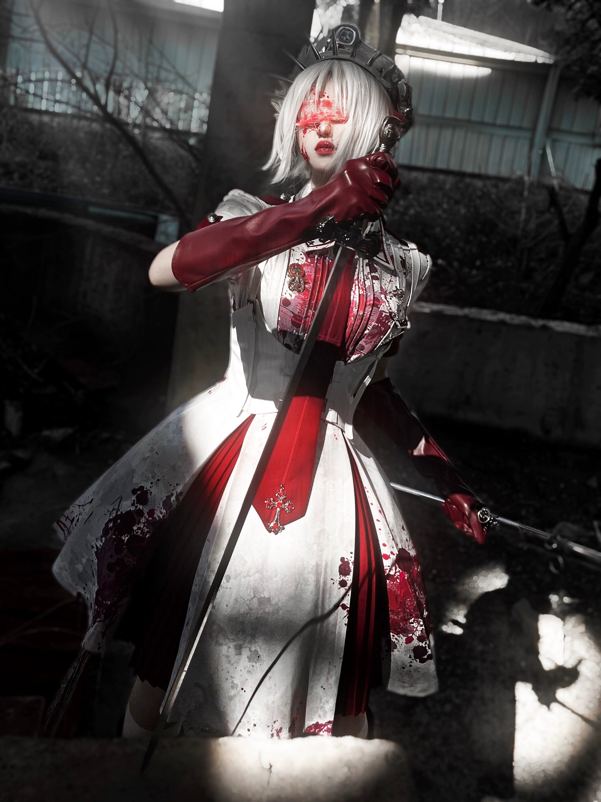 Your Highness - Iron Rose Black Mamba - Gothic Lolita OP Nurse Military Lolita Dress