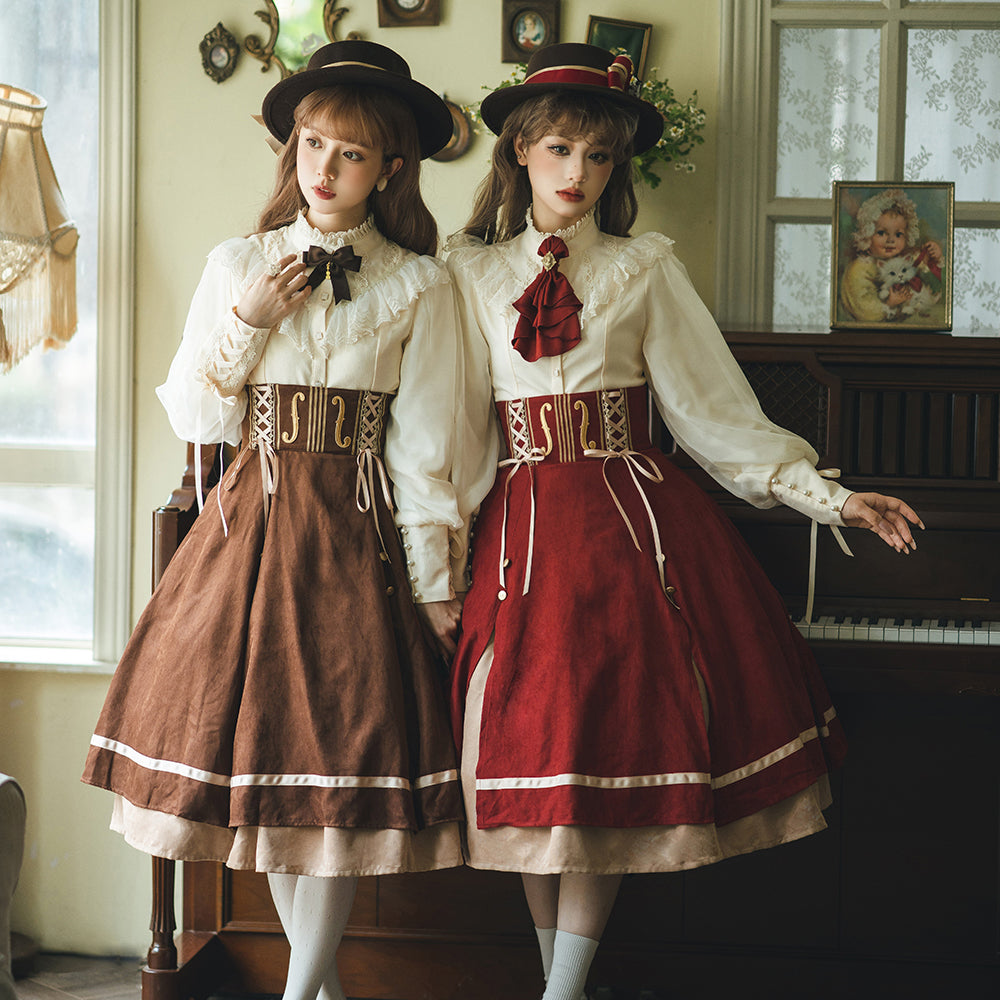 Miss Point~Golden Movement~Elegant Lolita Fishbone Skirt Customized 32242:381334