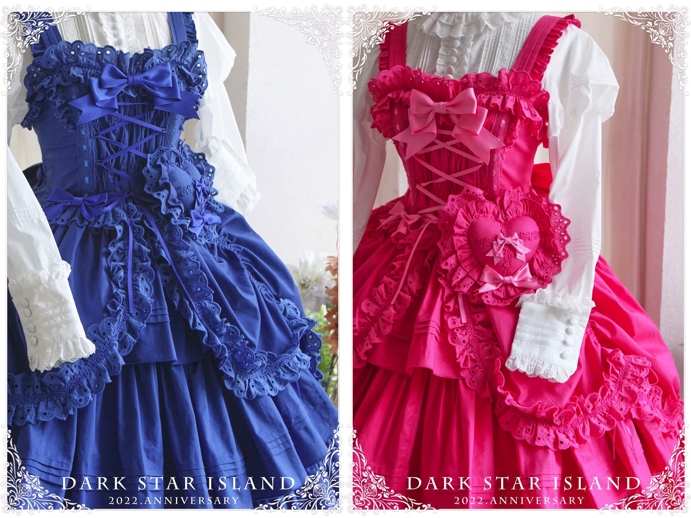 Cotton Gothic Lolita Long JSK, Drawn-up Hem