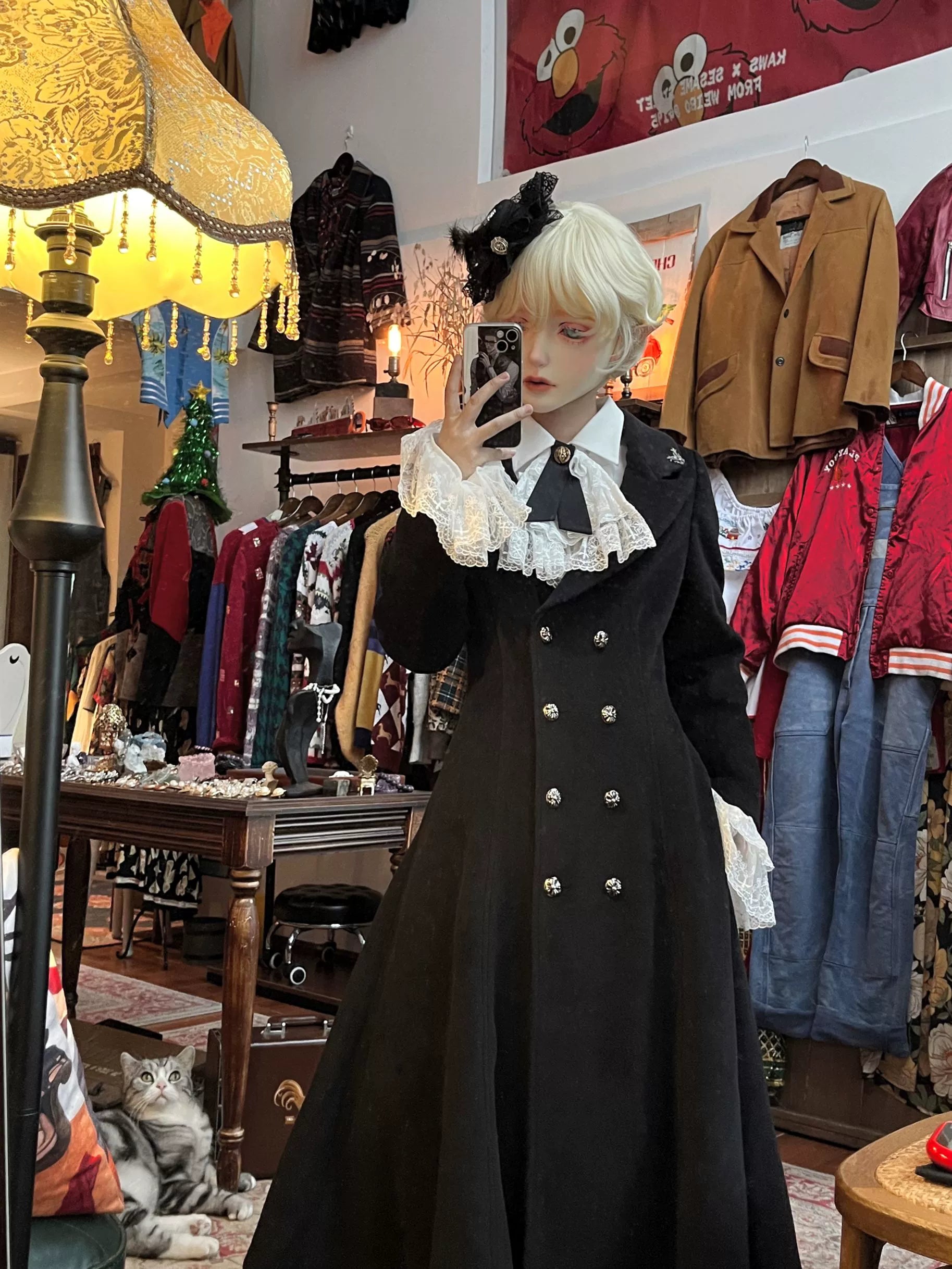Nightingale Girl - Downfall Dawn - Gothic Lolita Black Double-Breasted Coat 43930:789786
