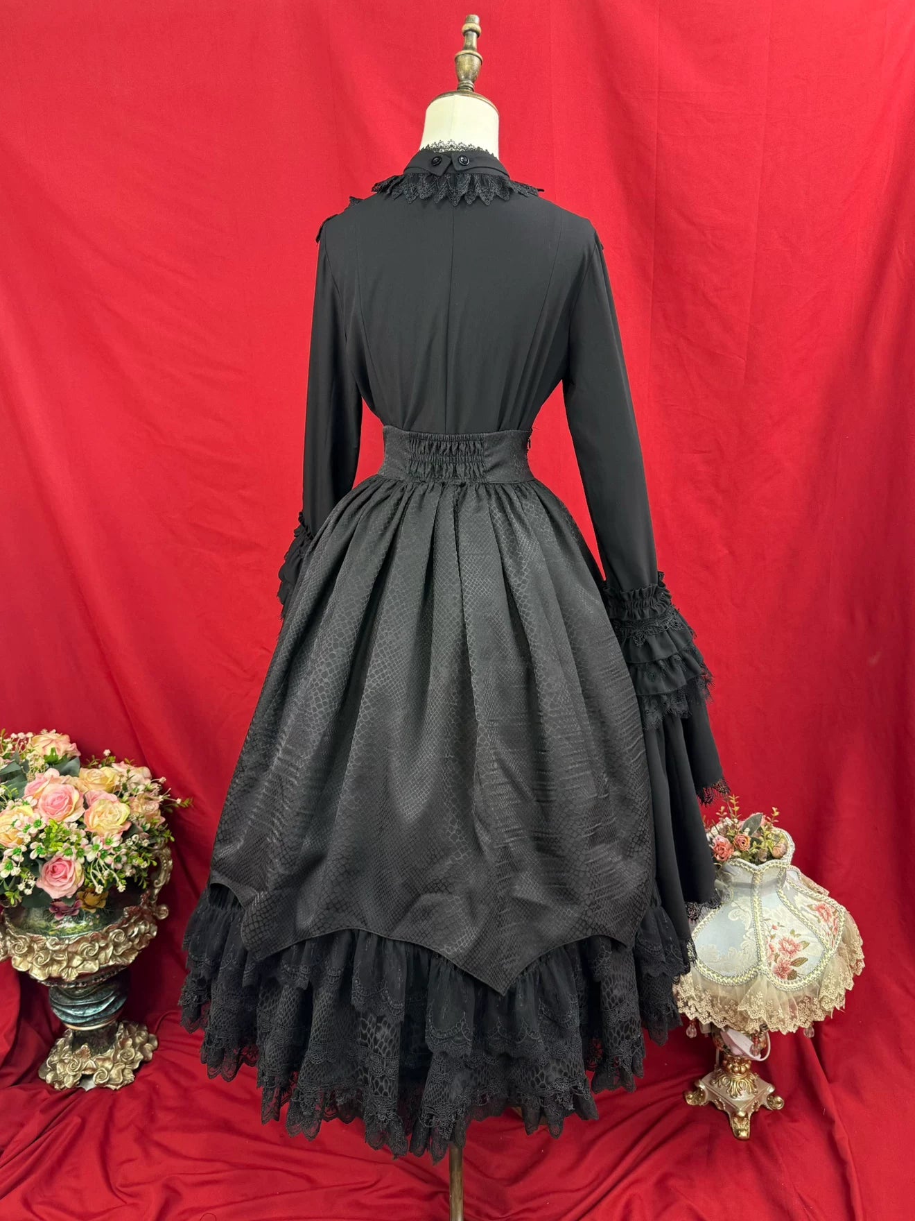 Broken Winged Bat - Gothic Lolita Shirt & SK Set, Bat-wing Shaped Hem 44706:824119