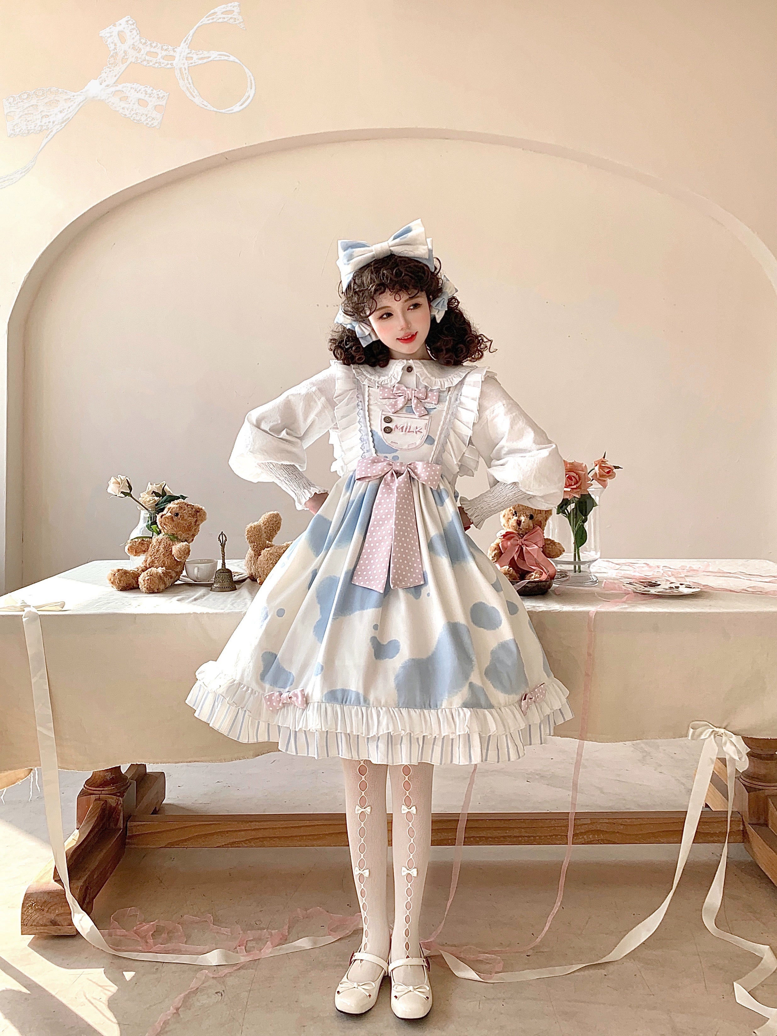 Polaris Lolita - Milky Dango - Cow Spot Kawaii Lolita JSK, Side Pockets (L M S) 44304:803794