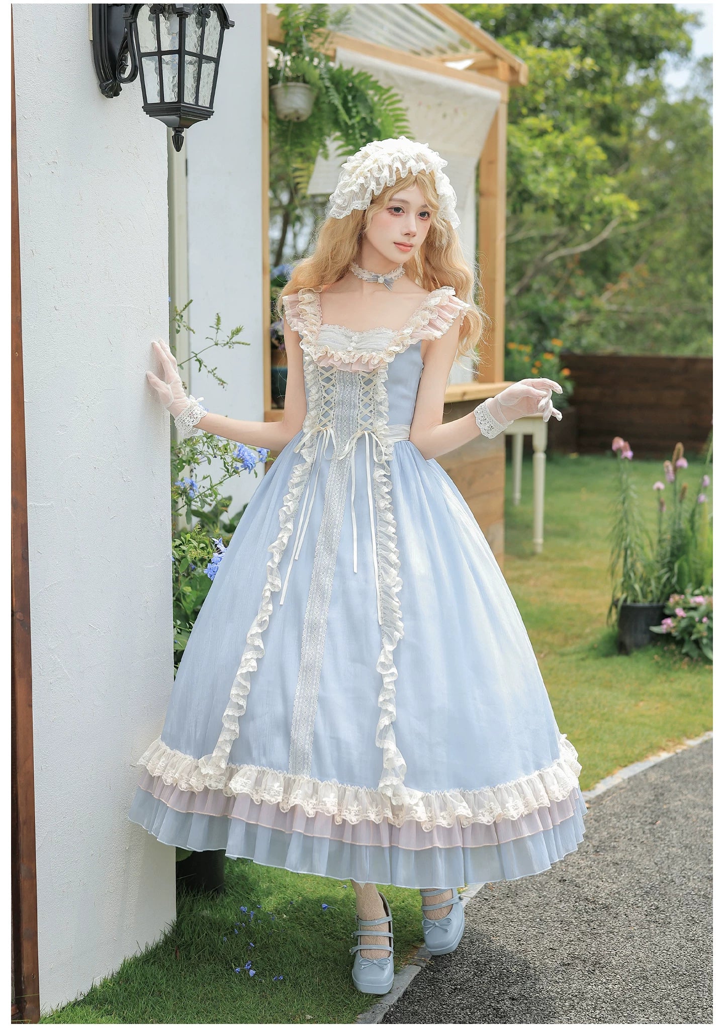 Island Diary - Classic Lolita Flutter Sleeve JSK Dress, Ruffled Lace 45533:855143