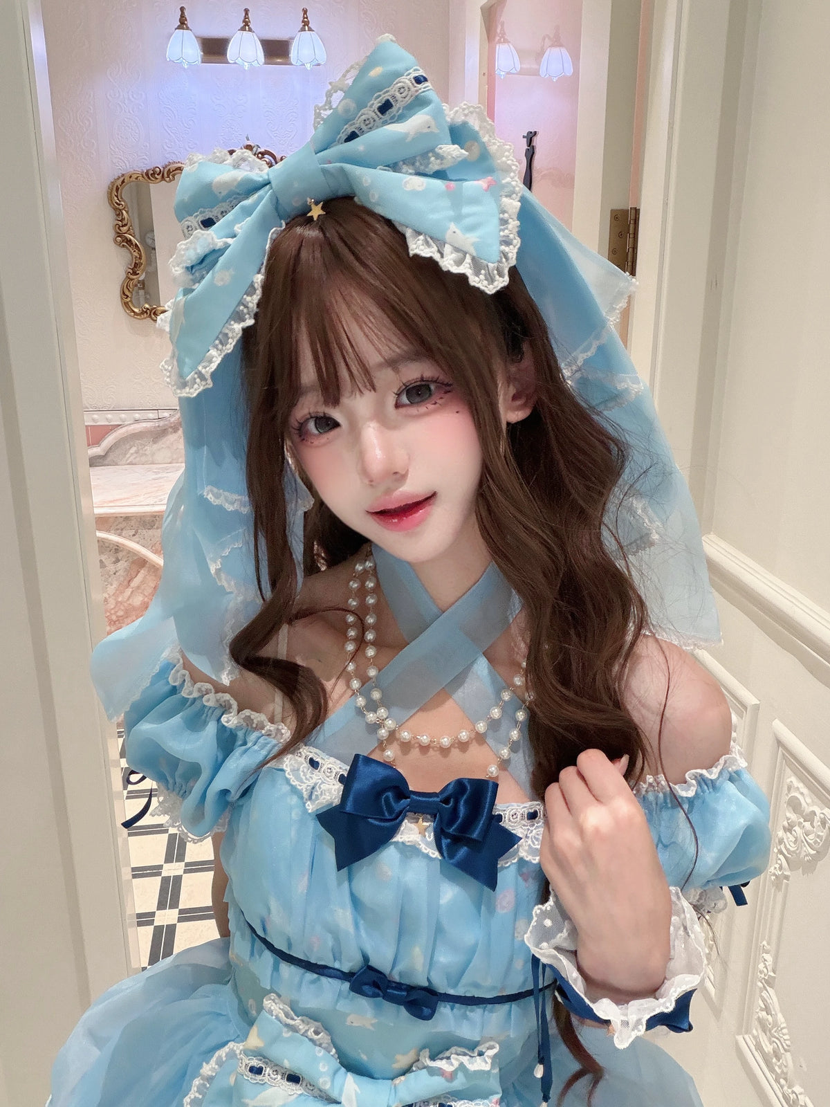 Dolphin Perfume Bottle - Sweet Lolita JSK & Halter OP, Dolphin & Perfume Bottle Print (L M S XL) 45944:868803