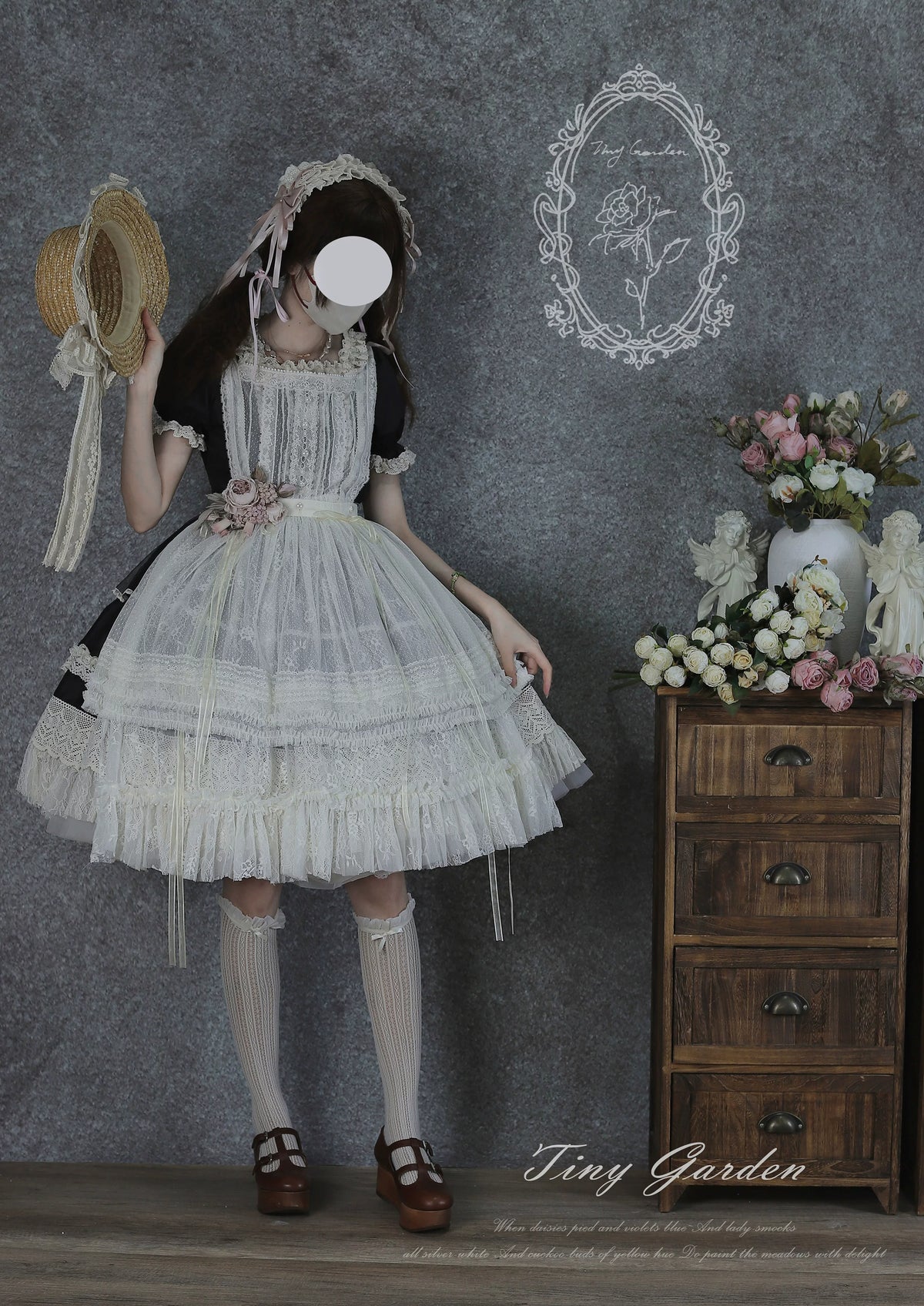 Garden Jardin - Cotton Classic Lolita OP Dress With Tiered Ruffles 45927:868639